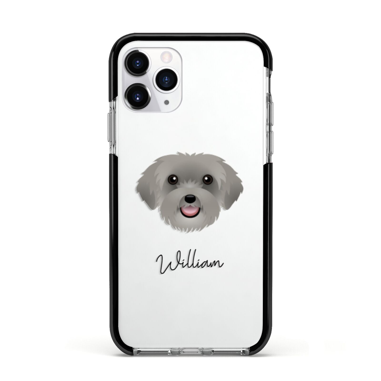 Schnoodle Personalised Apple iPhone 11 Pro in Silver with Black Impact Case