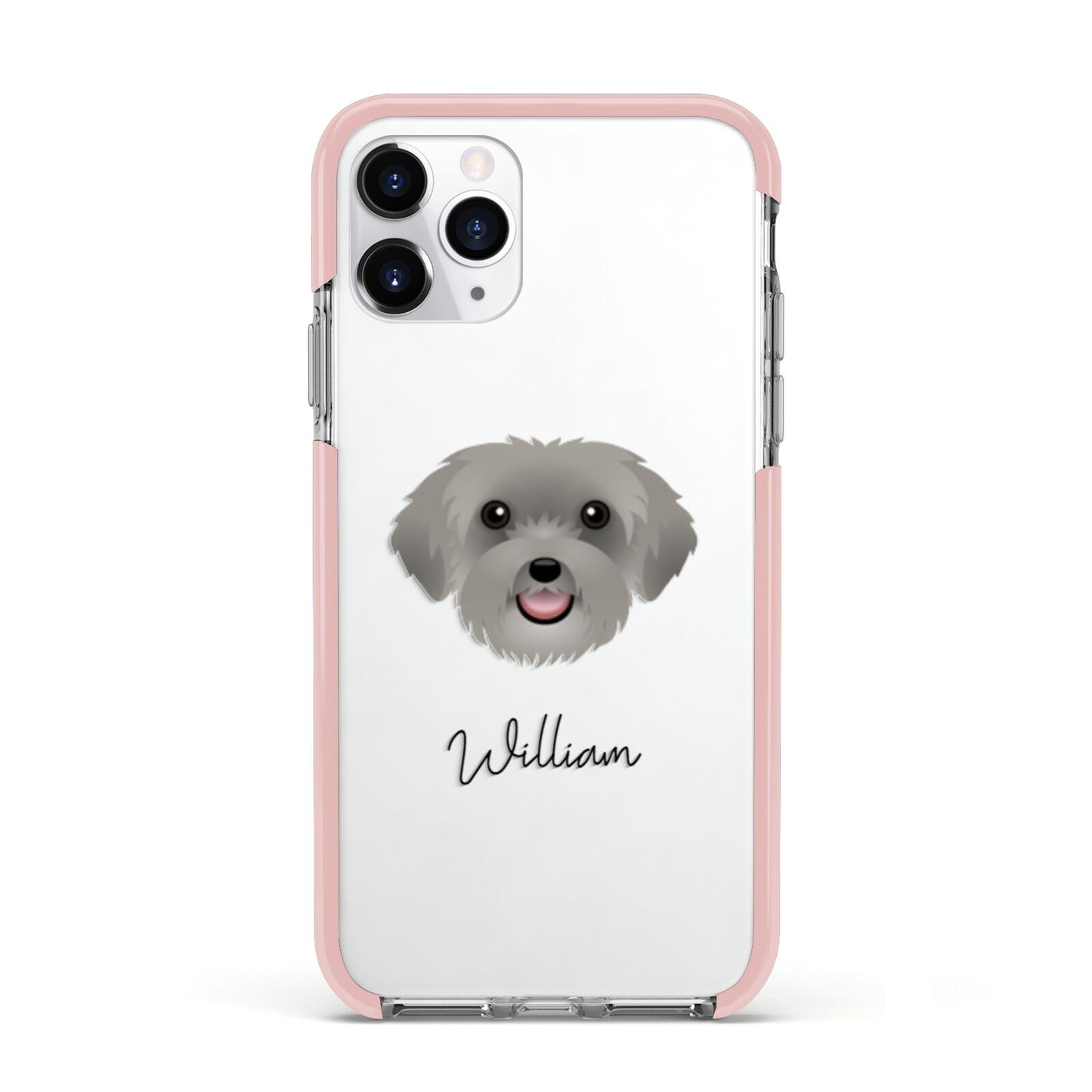 Schnoodle Personalised Apple iPhone 11 Pro in Silver with Pink Impact Case
