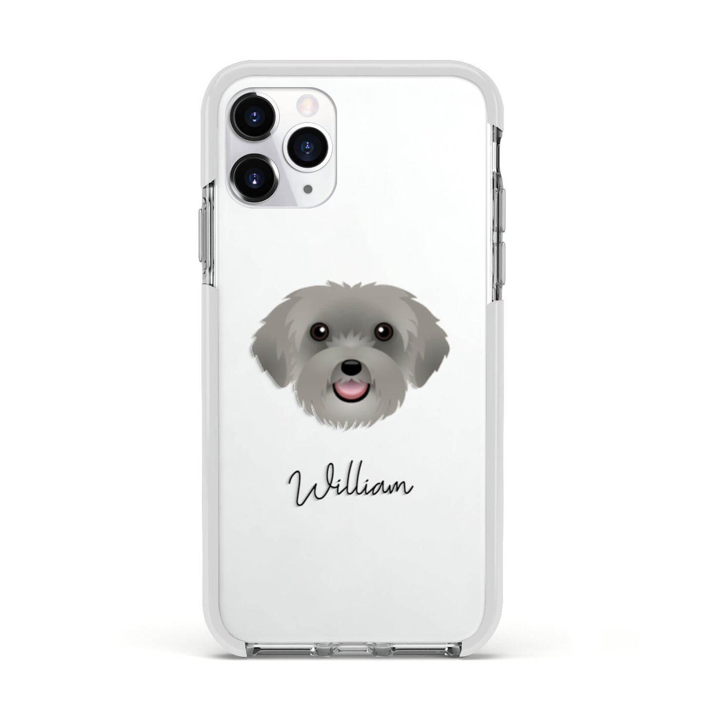 Schnoodle Personalised Apple iPhone 11 Pro in Silver with White Impact Case