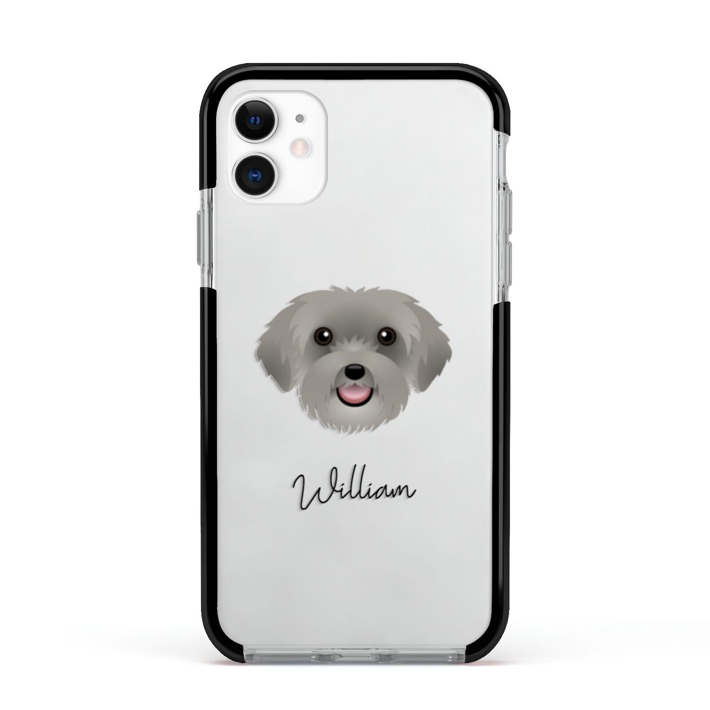 Schnoodle Personalised Apple iPhone 11 in White with Black Impact Case