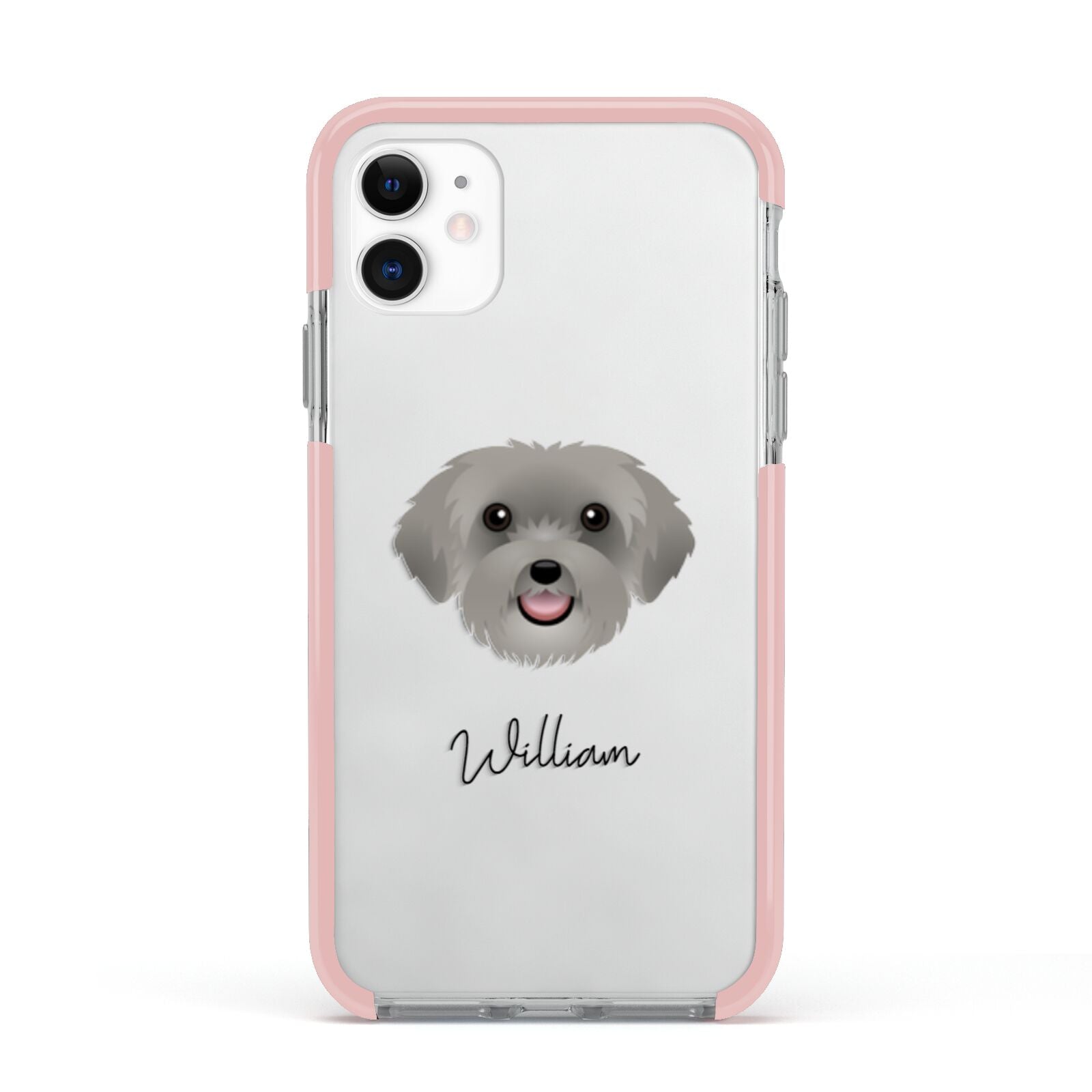 Schnoodle Personalised Apple iPhone 11 in White with Pink Impact Case