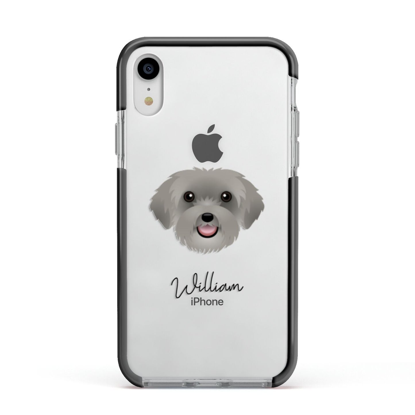 Schnoodle Personalised Apple iPhone XR Impact Case Black Edge on Silver Phone