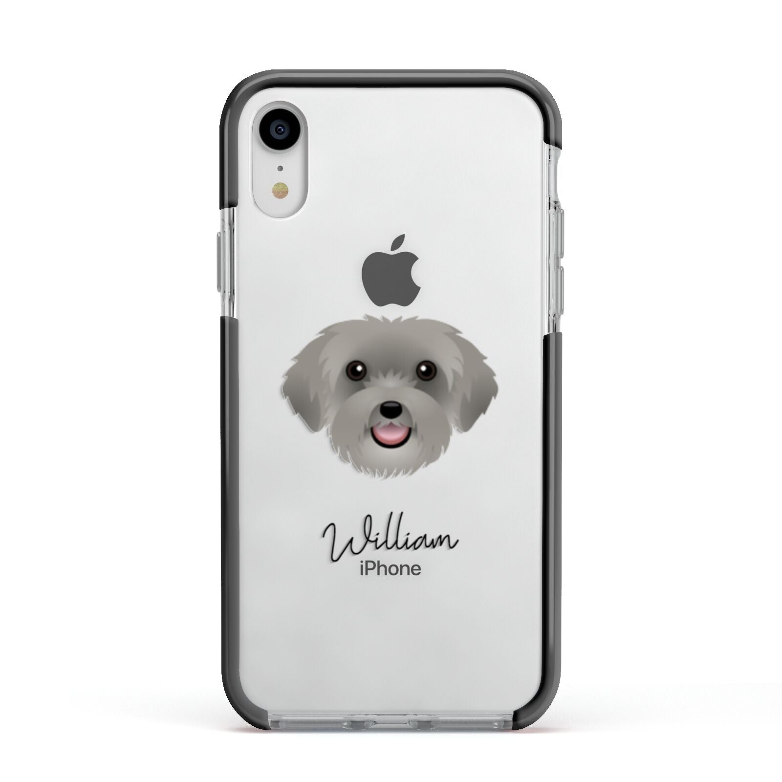 Schnoodle Personalised Apple iPhone XR Impact Case Black Edge on Silver Phone