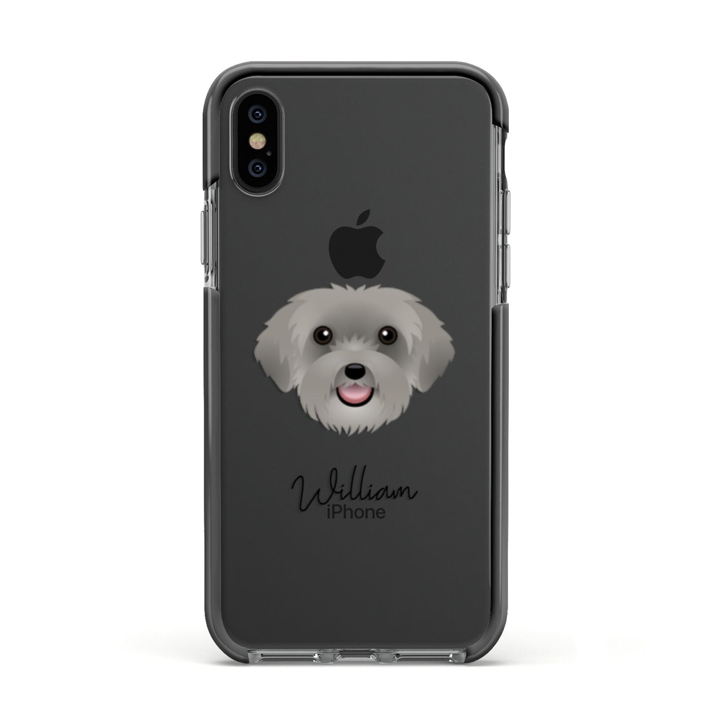 Schnoodle Personalised Apple iPhone Xs Impact Case Black Edge on Black Phone