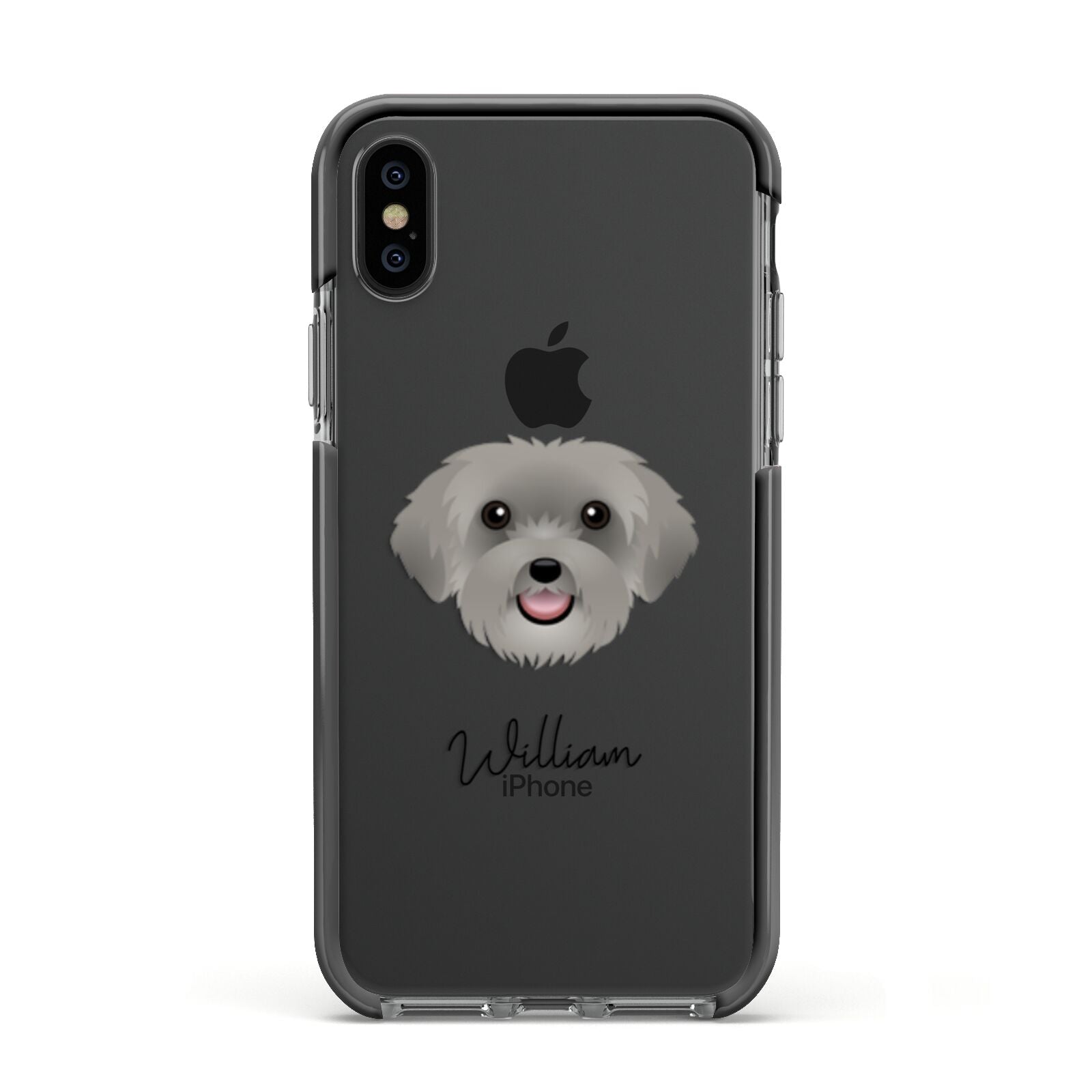 Schnoodle Personalised Apple iPhone Xs Impact Case Black Edge on Black Phone