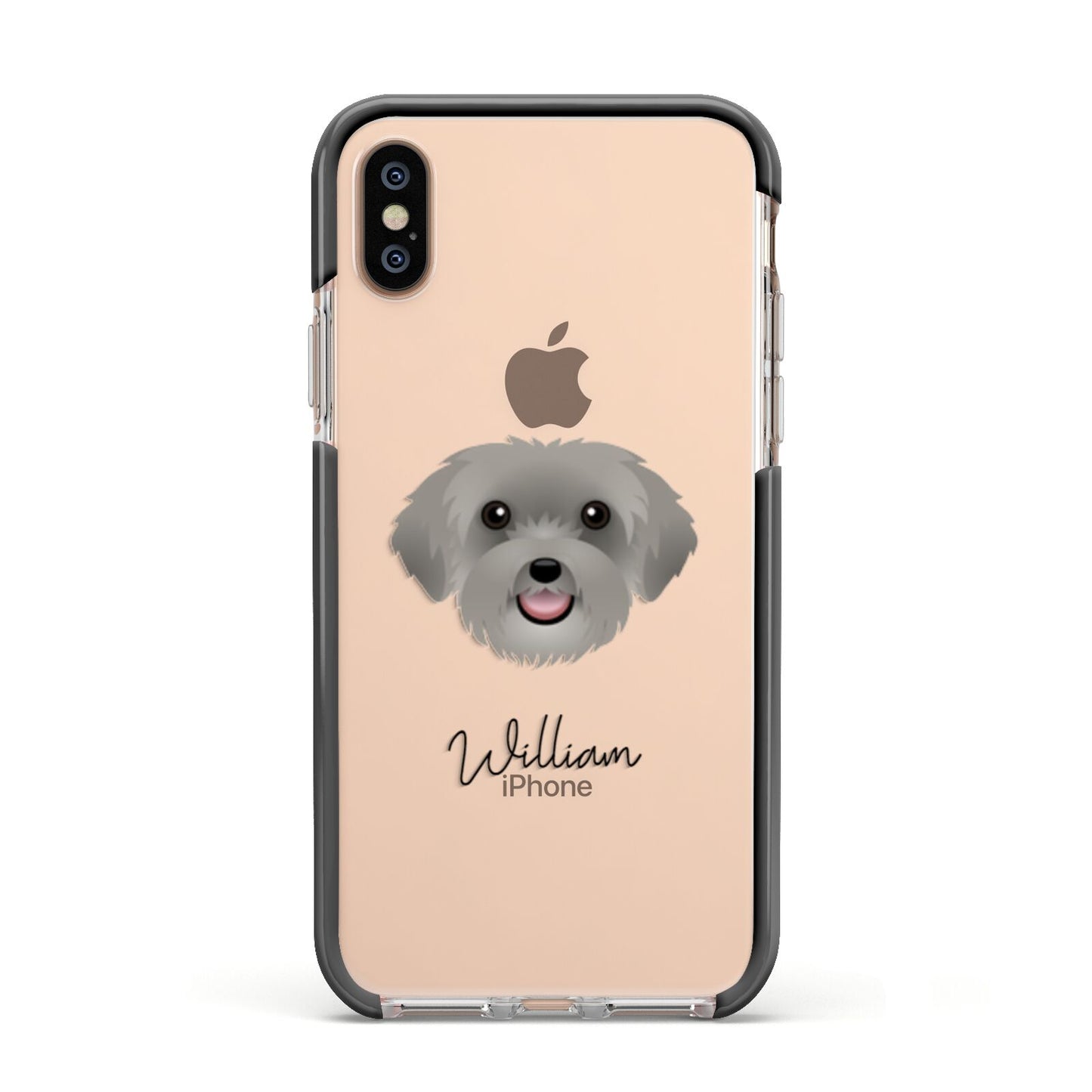 Schnoodle Personalised Apple iPhone Xs Impact Case Black Edge on Gold Phone
