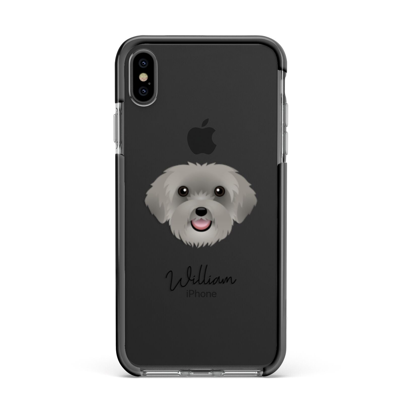 Schnoodle Personalised Apple iPhone Xs Max Impact Case Black Edge on Black Phone