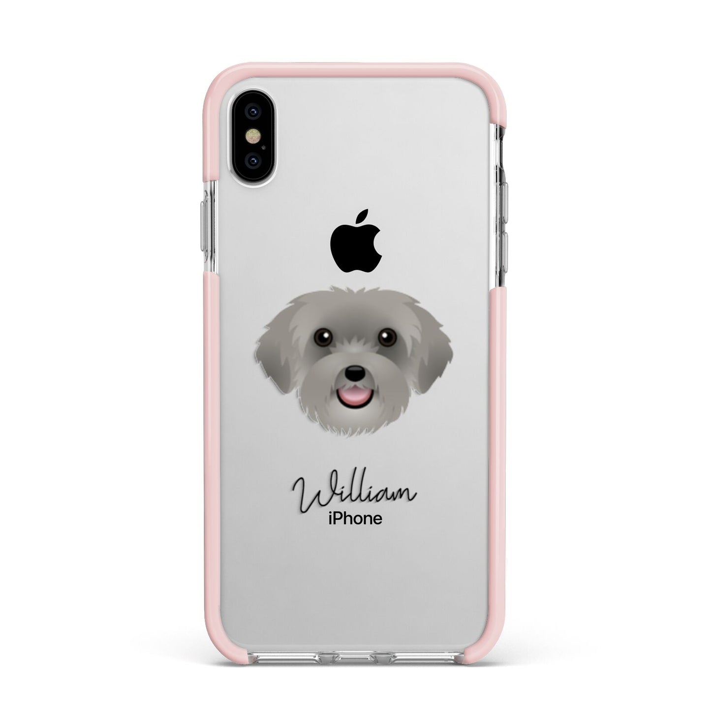 Schnoodle Personalised Apple iPhone Xs Max Impact Case Pink Edge on Silver Phone