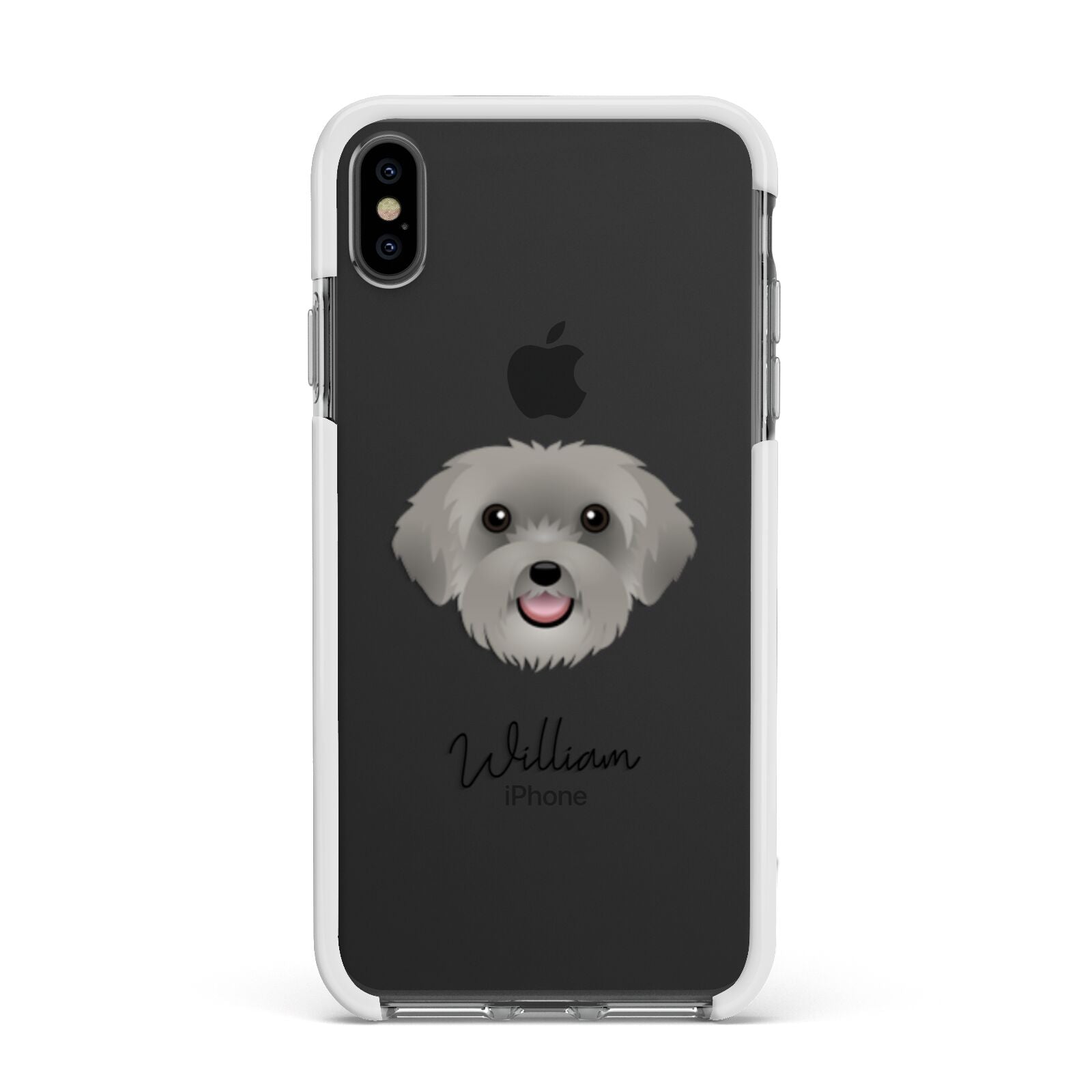 Schnoodle Personalised Apple iPhone Xs Max Impact Case White Edge on Black Phone