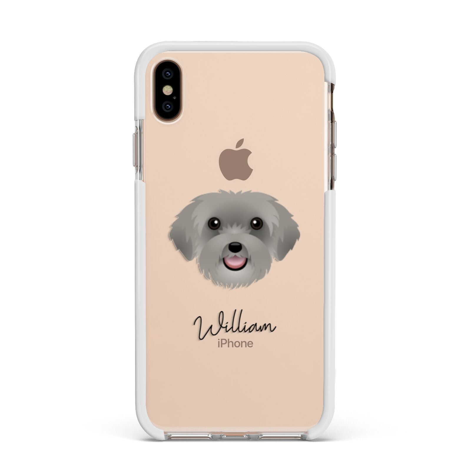 Schnoodle Personalised Apple iPhone Xs Max Impact Case White Edge on Gold Phone