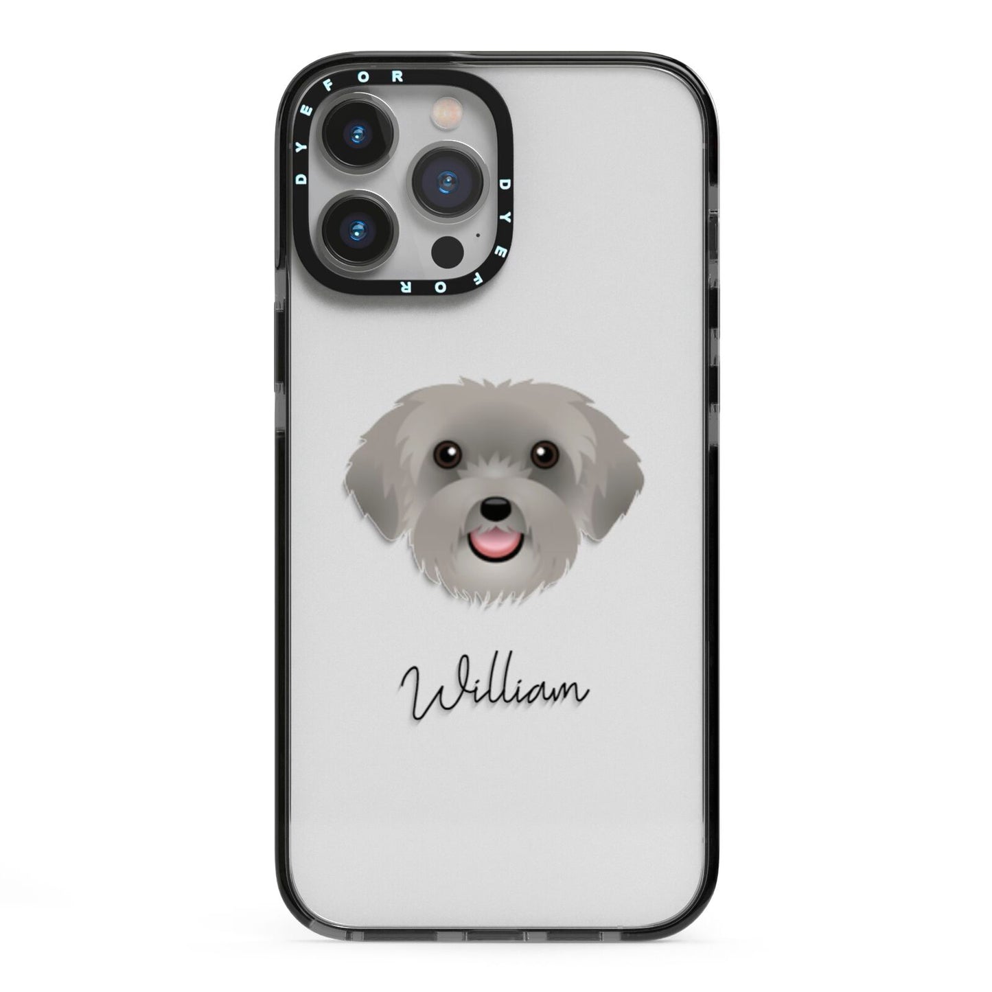 Schnoodle Personalised iPhone 13 Pro Max Black Impact Case on Silver phone