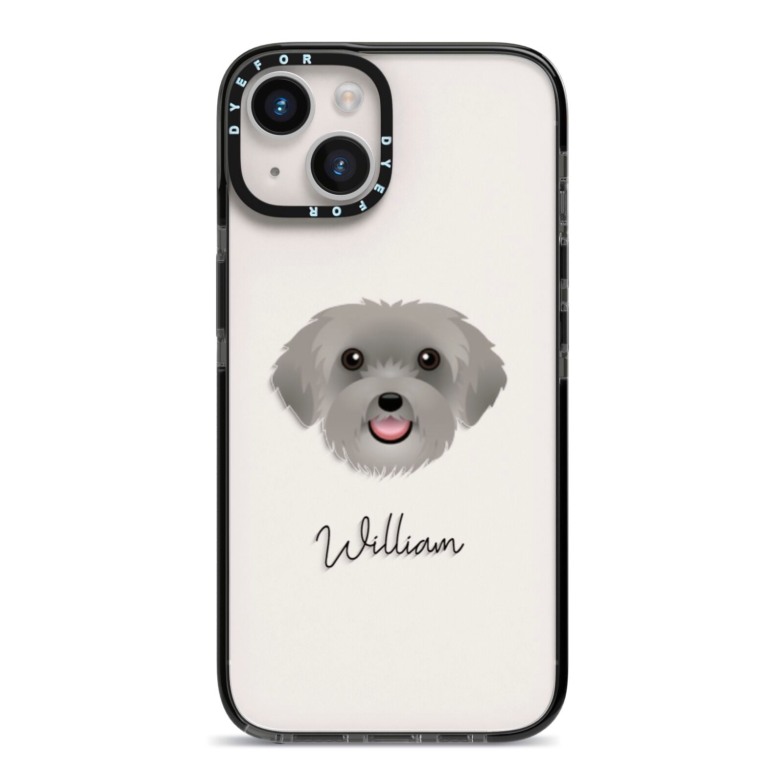 Schnoodle Personalised iPhone 14 Black Impact Case on Silver phone