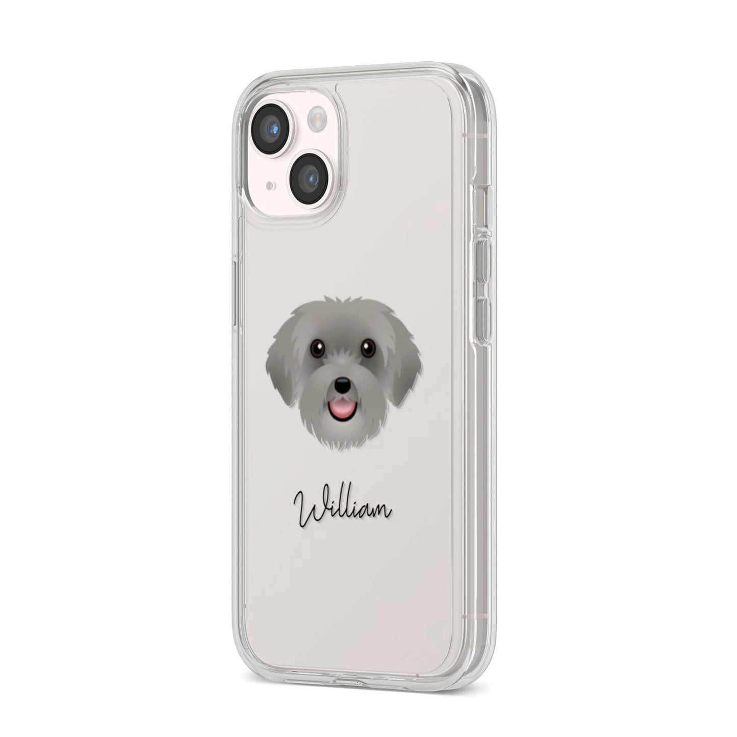 Schnoodle Personalised iPhone 14 Clear Tough Case Starlight Angled Image