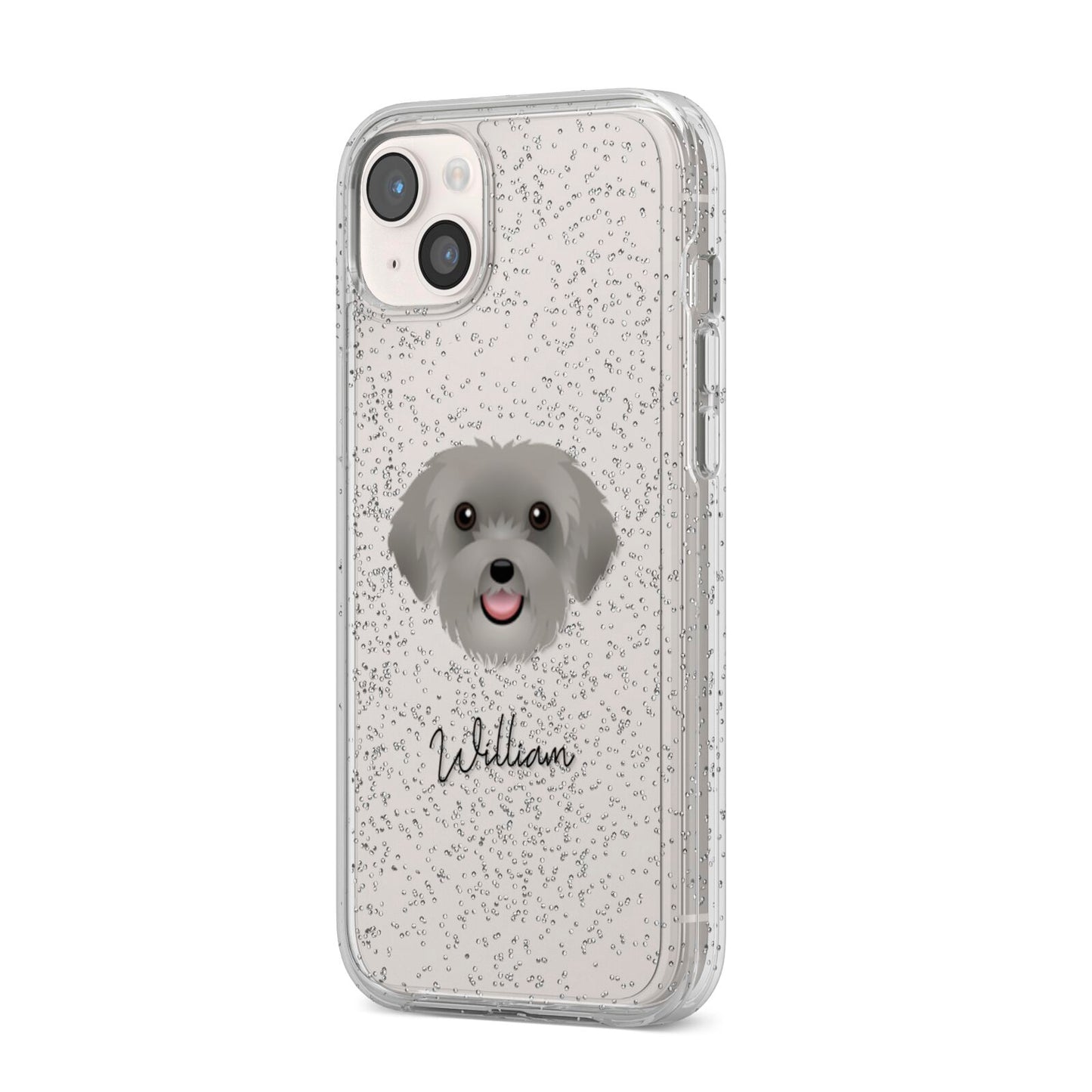 Schnoodle Personalised iPhone 14 Plus Glitter Tough Case Starlight Angled Image