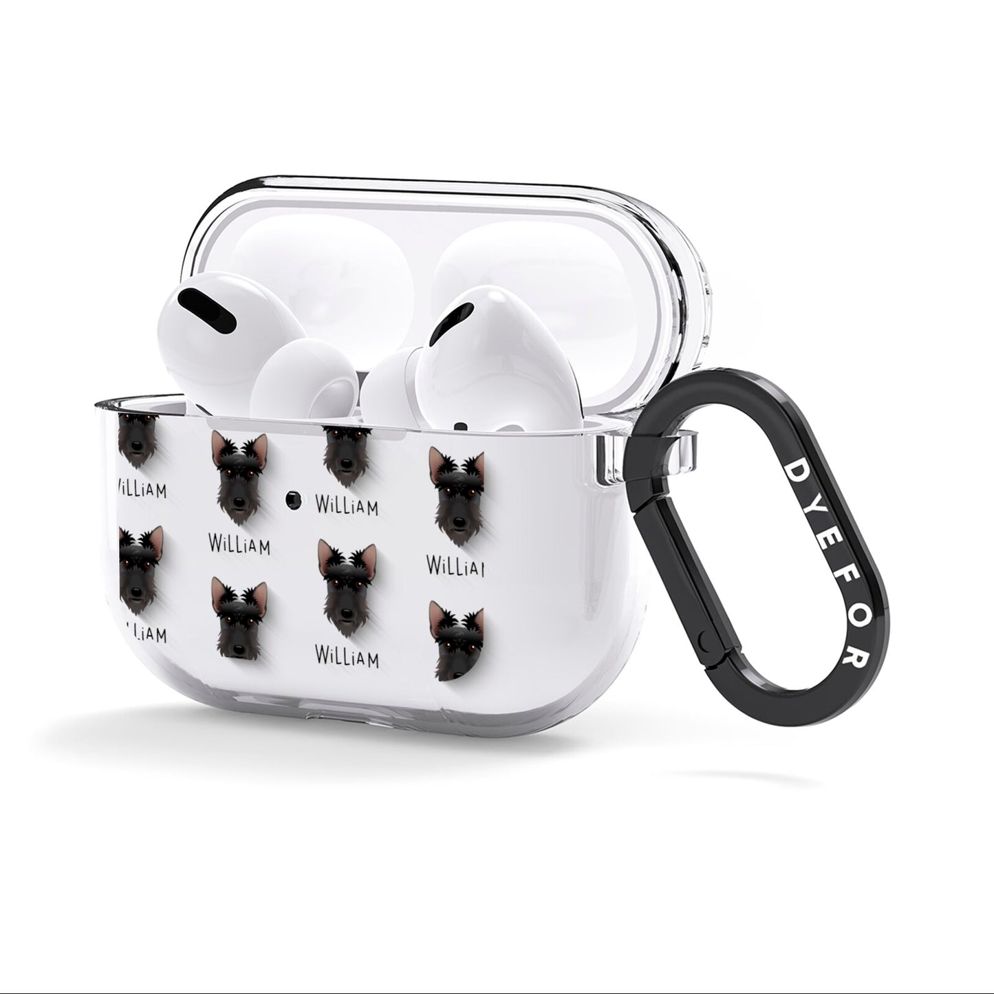 Scottish Terrier Icon with Name AirPods Clear Case 3rd Gen Side Image