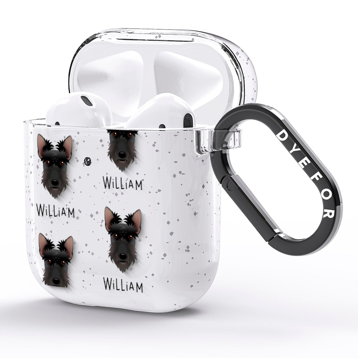 Scottish Terrier Icon with Name AirPods Glitter Case Side Image
