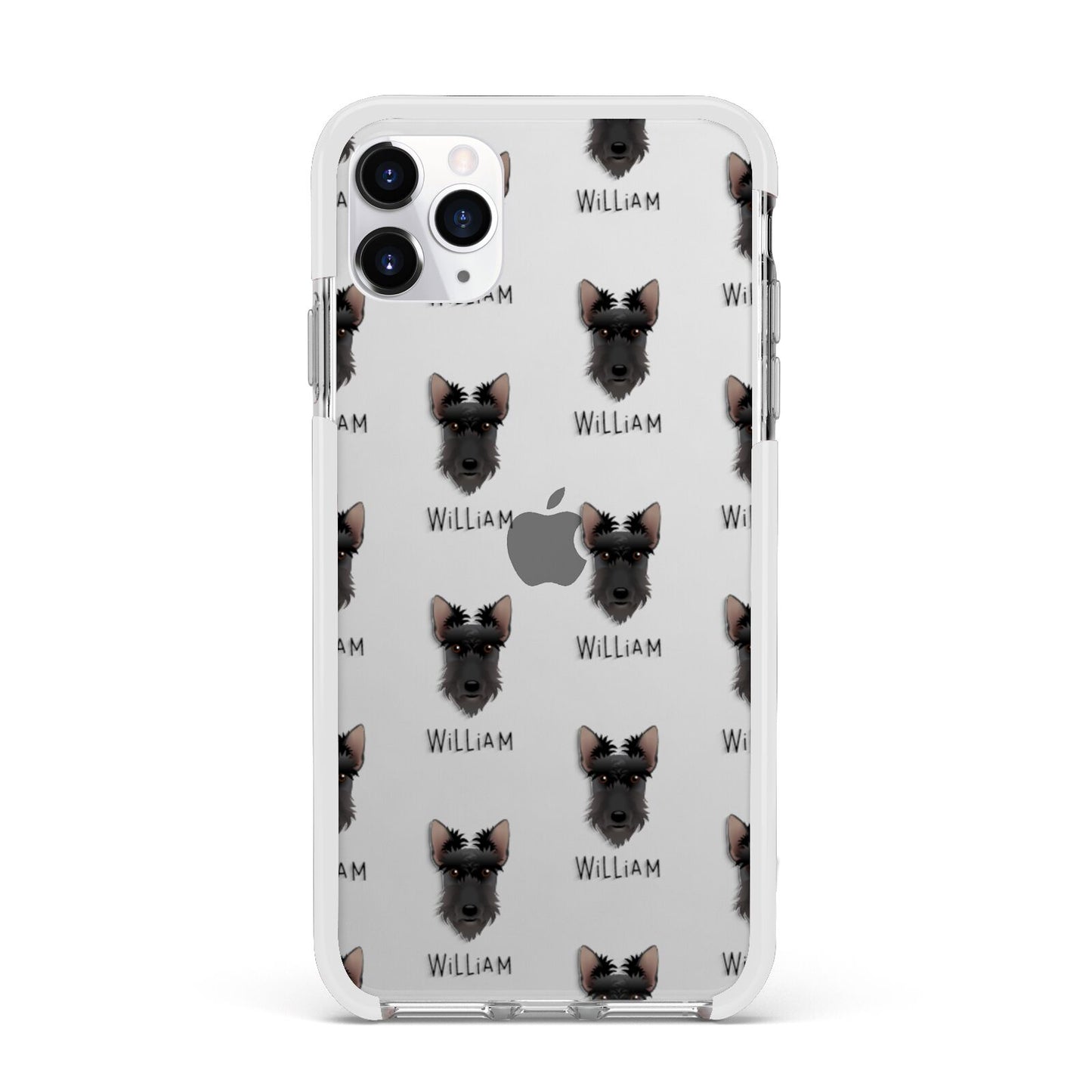 Scottish Terrier Icon with Name Apple iPhone 11 Pro Max in Silver with White Impact Case