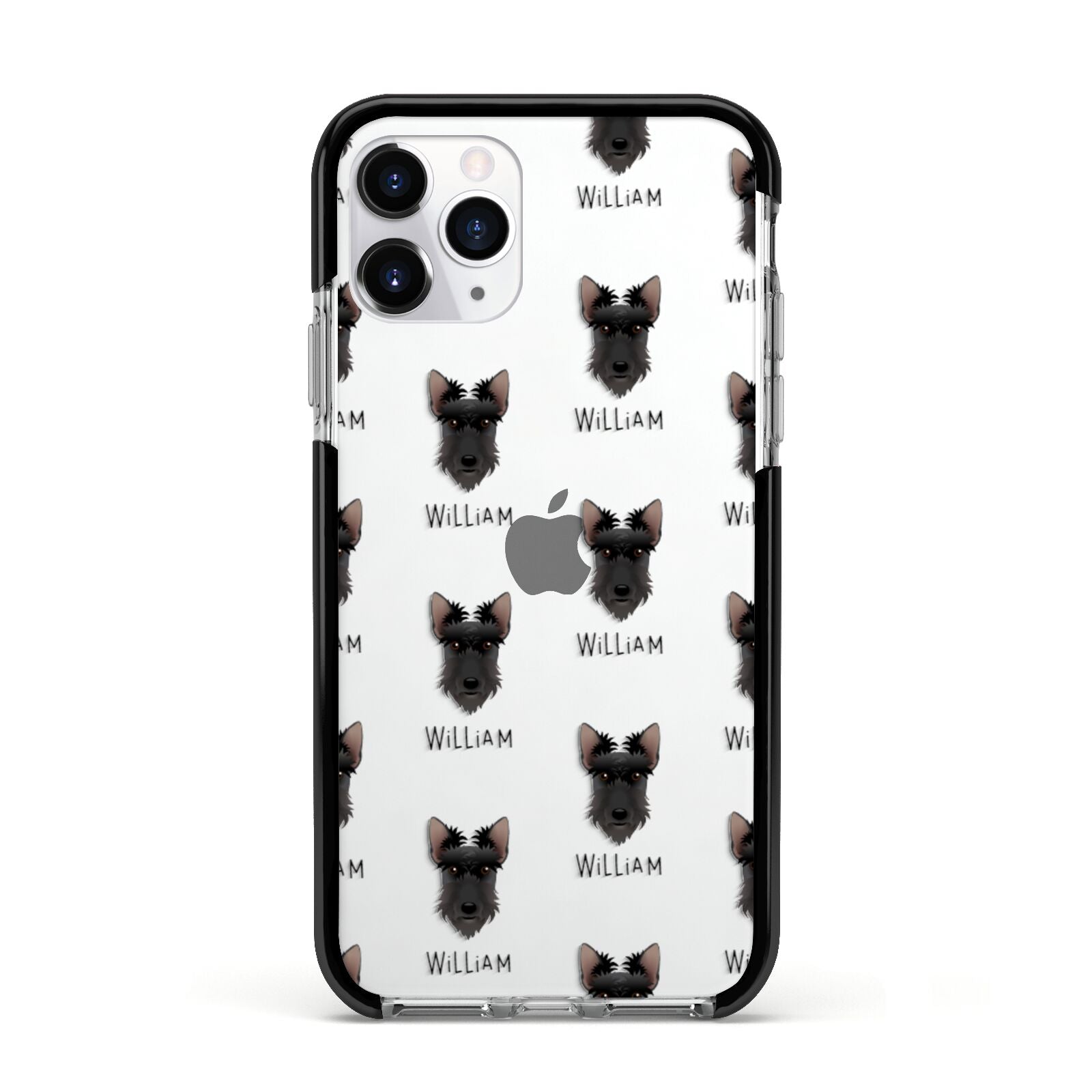 Scottish Terrier Icon with Name Apple iPhone 11 Pro in Silver with Black Impact Case