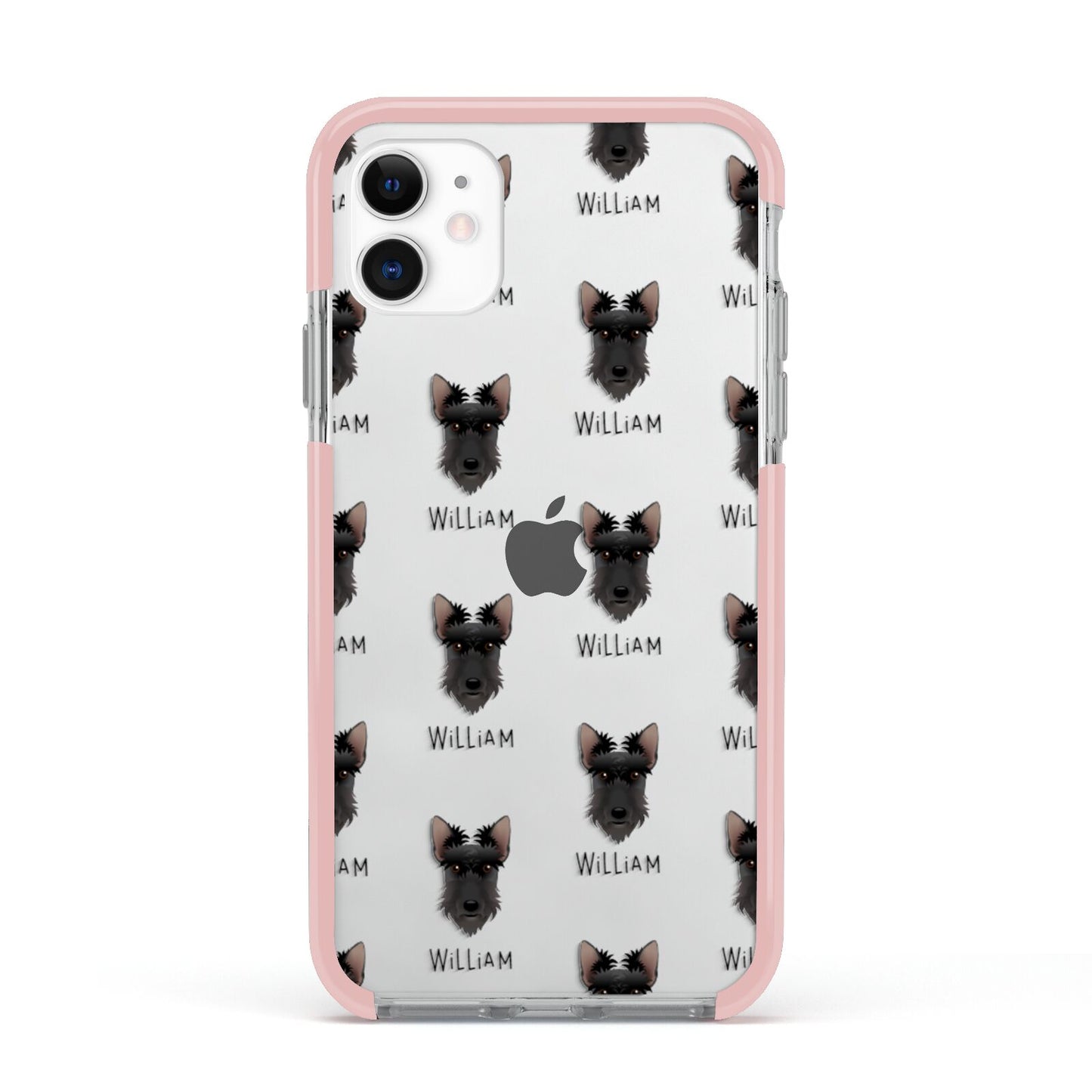 Scottish Terrier Icon with Name Apple iPhone 11 in White with Pink Impact Case