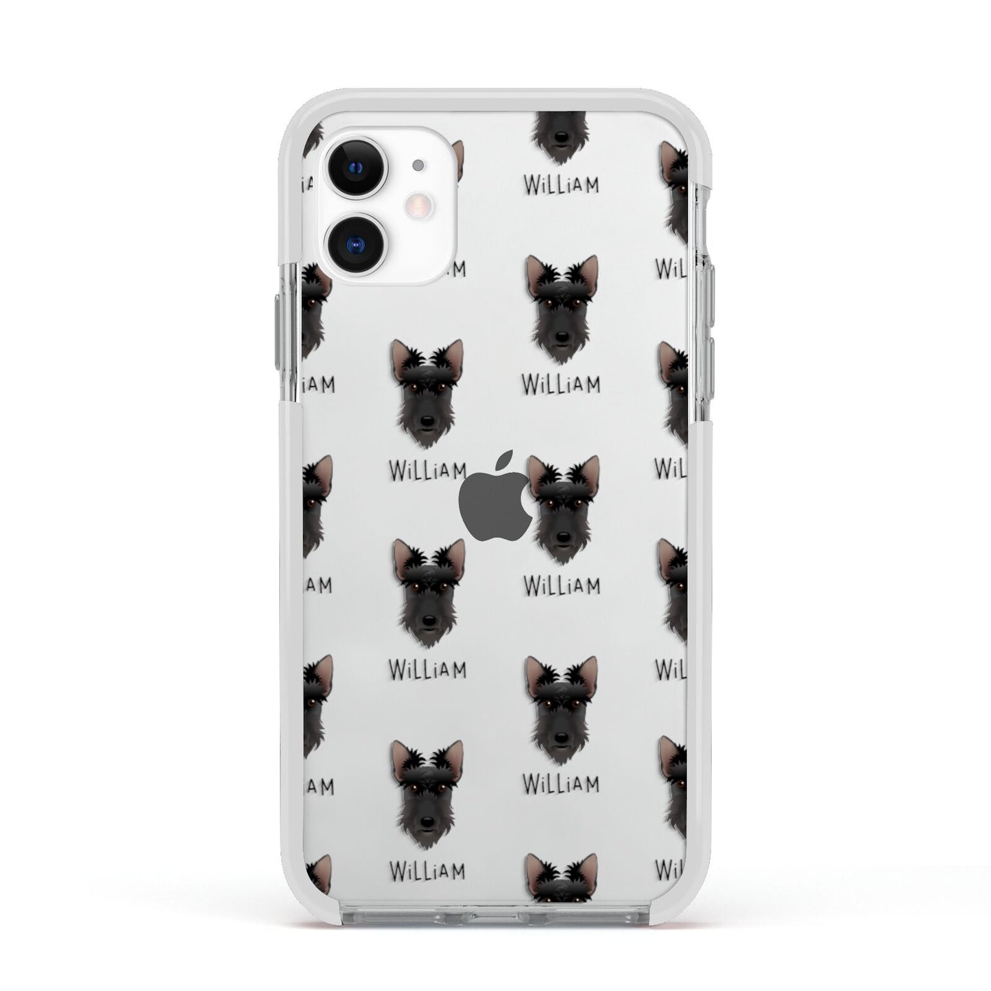 Scottish Terrier Icon with Name Apple iPhone 11 in White with White Impact Case
