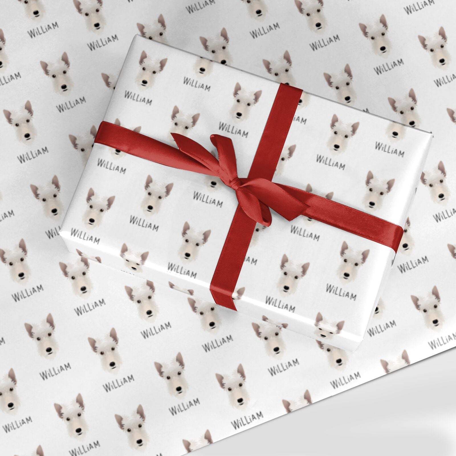 Scottish Terrier Icon with Name Custom Wrapping Paper