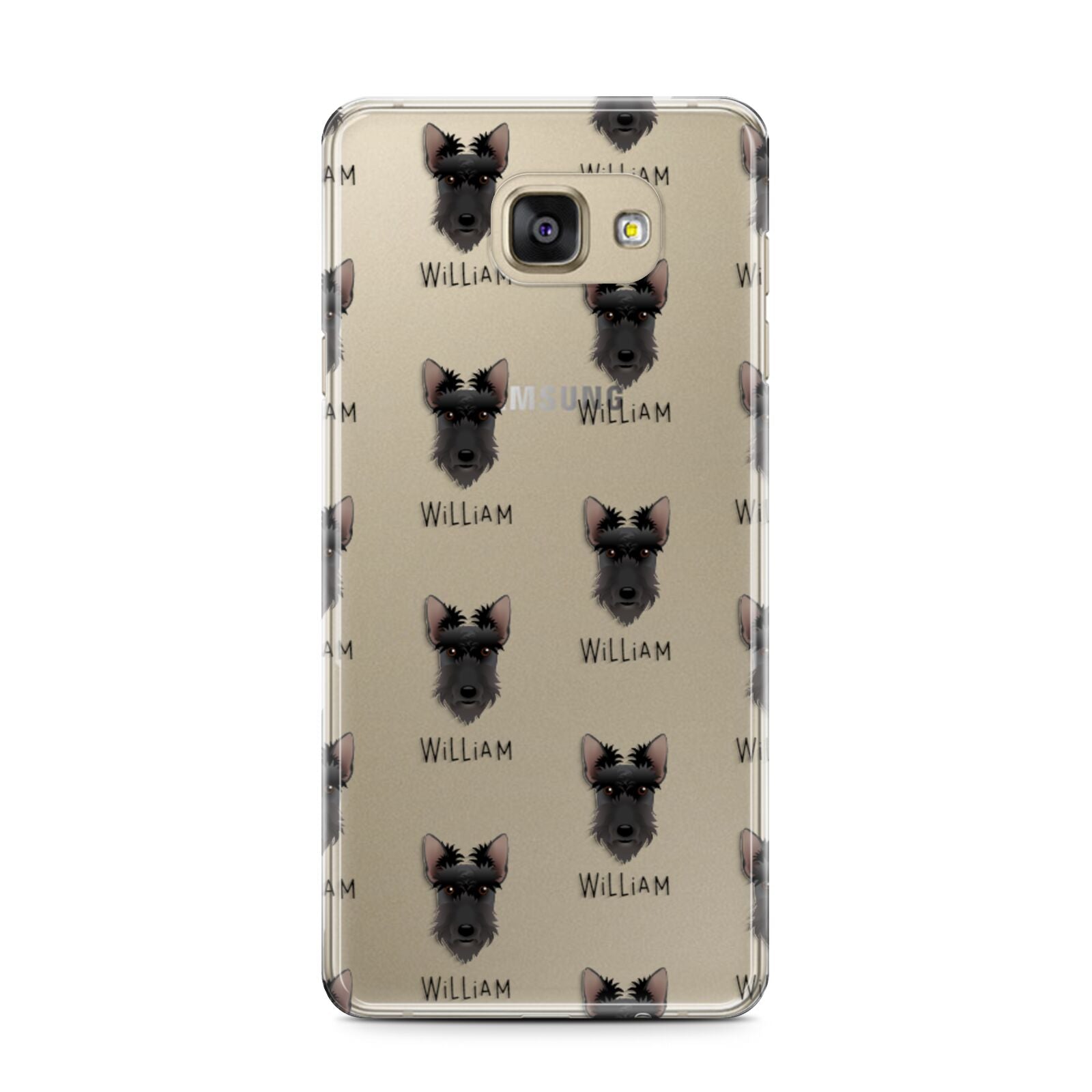 Scottish Terrier Icon with Name Samsung Galaxy A7 2016 Case on gold phone