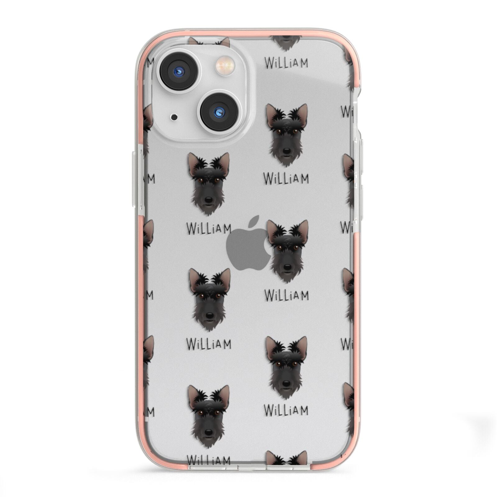 Scottish Terrier Icon with Name iPhone 13 Mini TPU Impact Case with Pink Edges