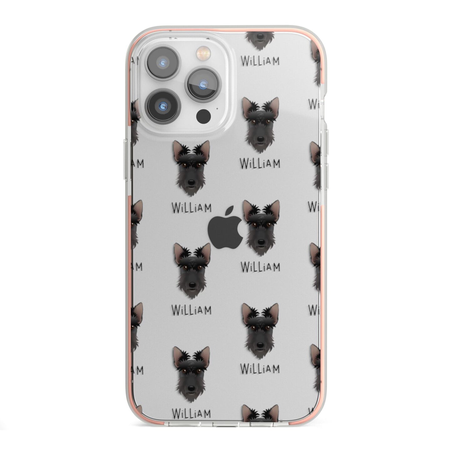 Scottish Terrier Icon with Name iPhone 13 Pro Max TPU Impact Case with Pink Edges