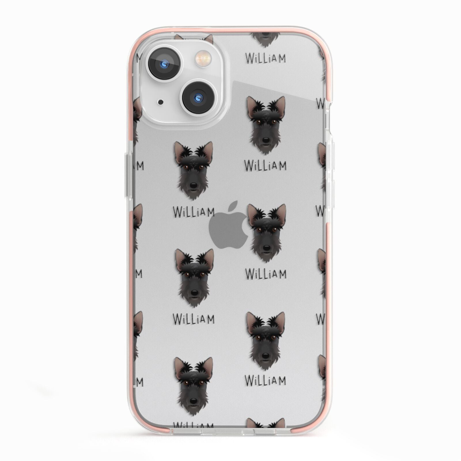 Scottish Terrier Icon with Name iPhone 13 TPU Impact Case with Pink Edges
