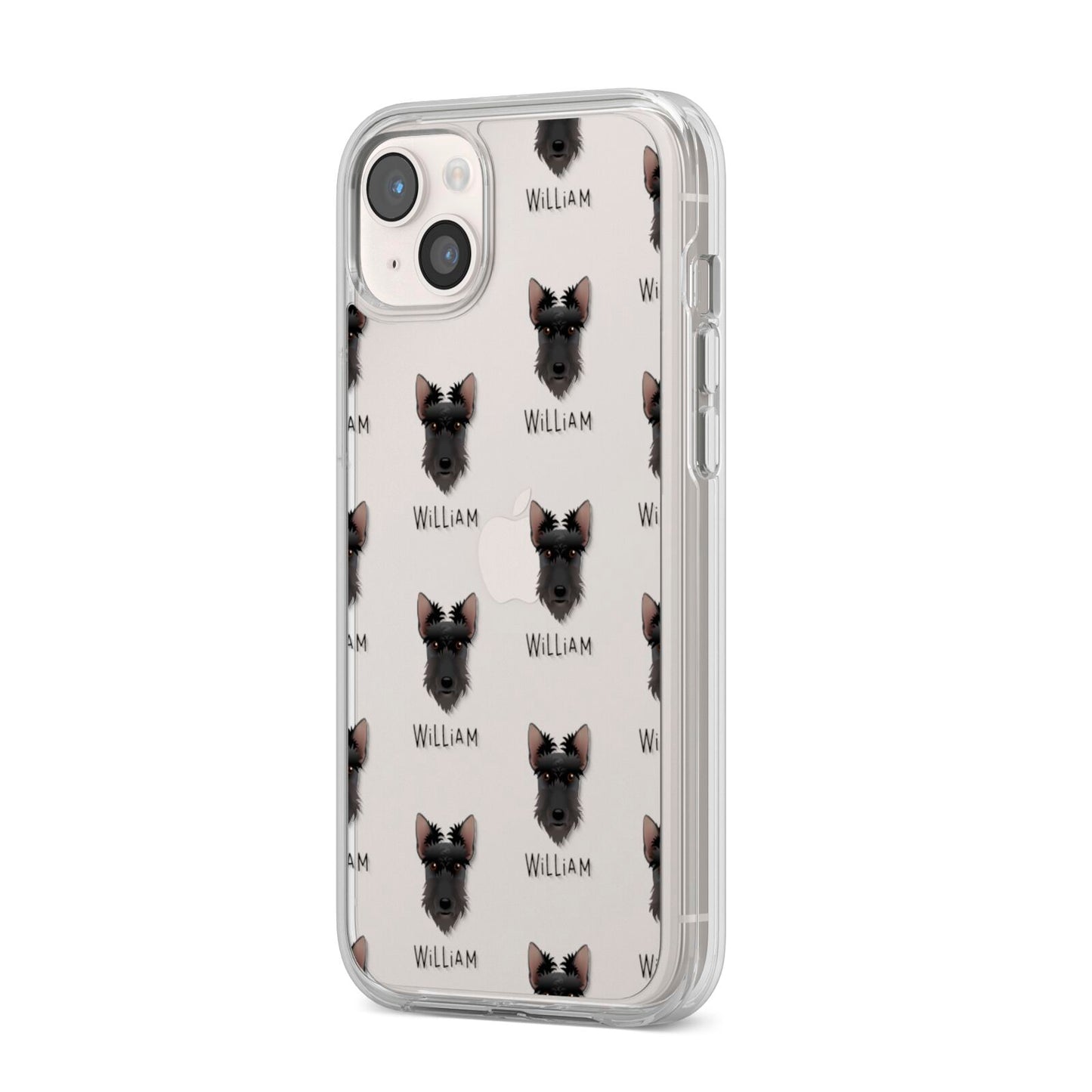 Scottish Terrier Icon with Name iPhone 14 Plus Clear Tough Case Starlight Angled Image
