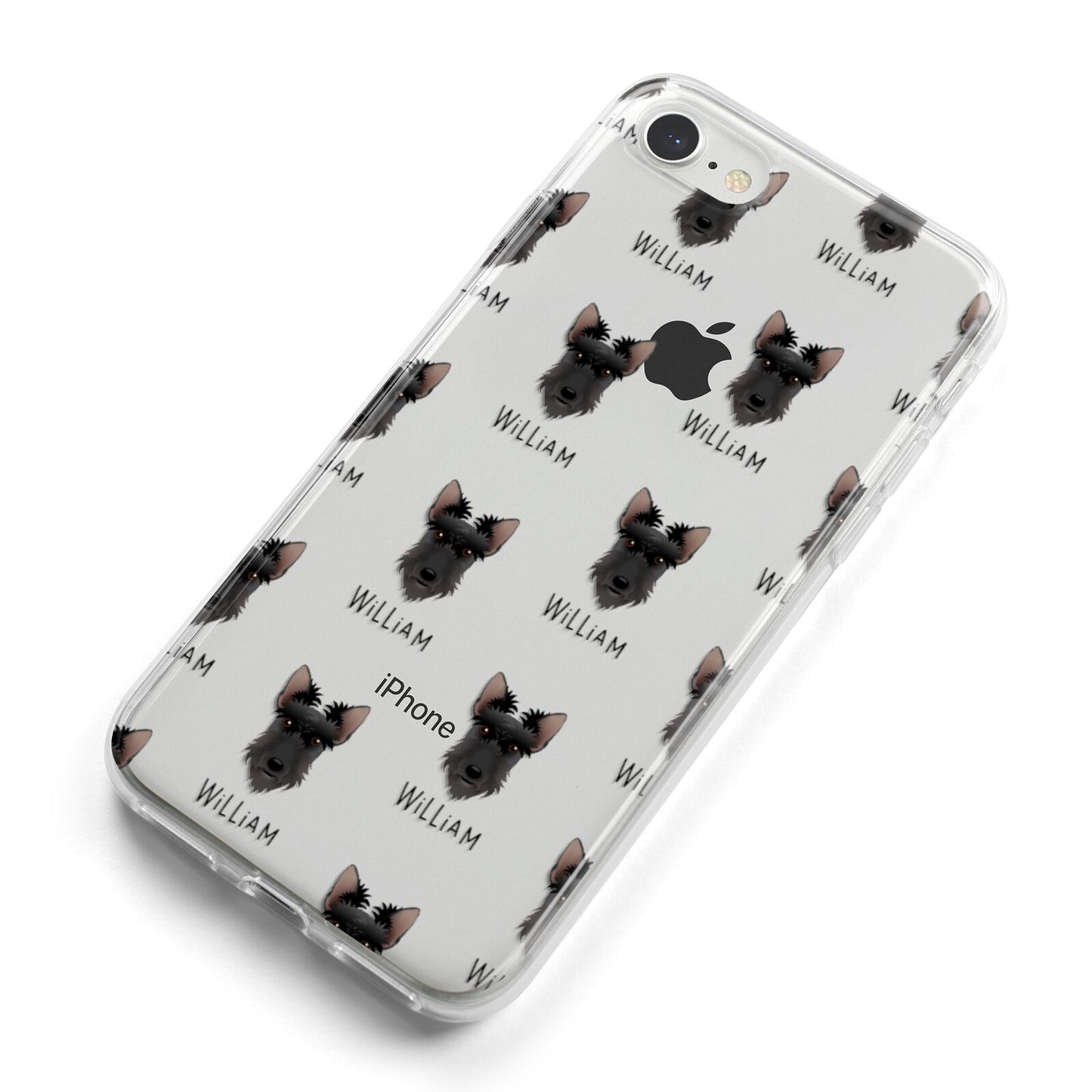 Scottish Terrier Icon with Name iPhone 8 Bumper Case on Silver iPhone Alternative Image