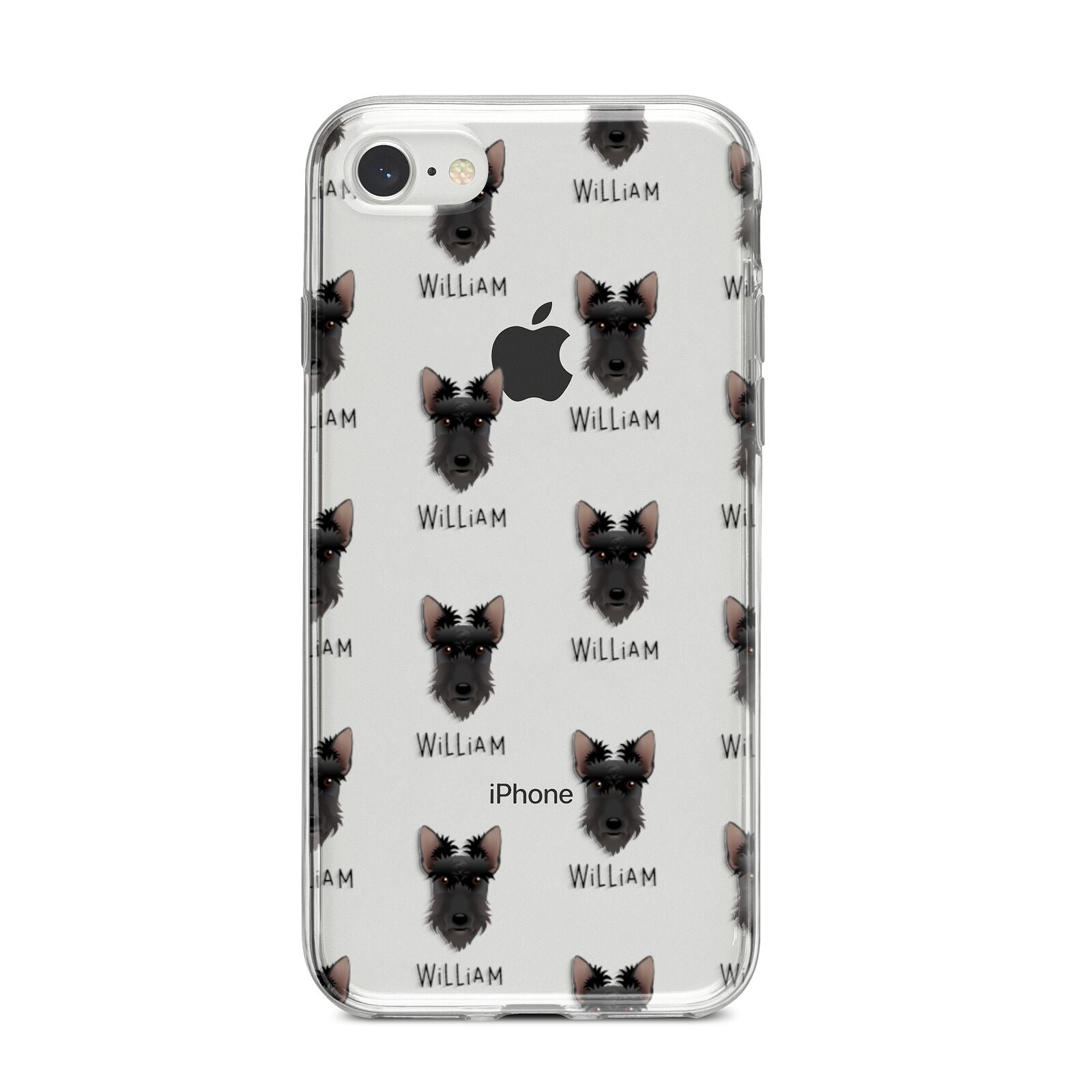 Scottish Terrier Icon with Name iPhone 8 Bumper Case on Silver iPhone