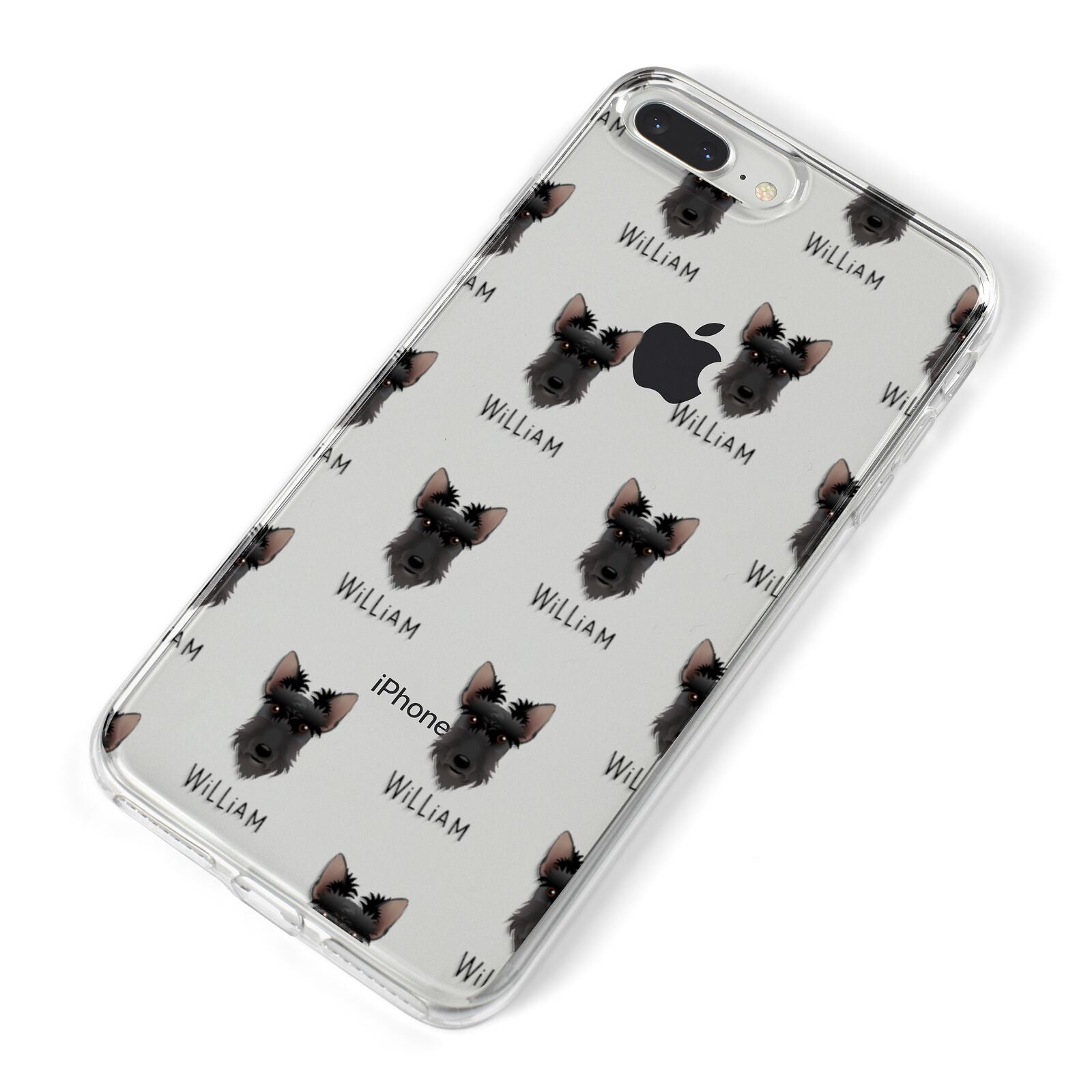 Scottish Terrier Icon with Name iPhone 8 Plus Bumper Case on Silver iPhone Alternative Image
