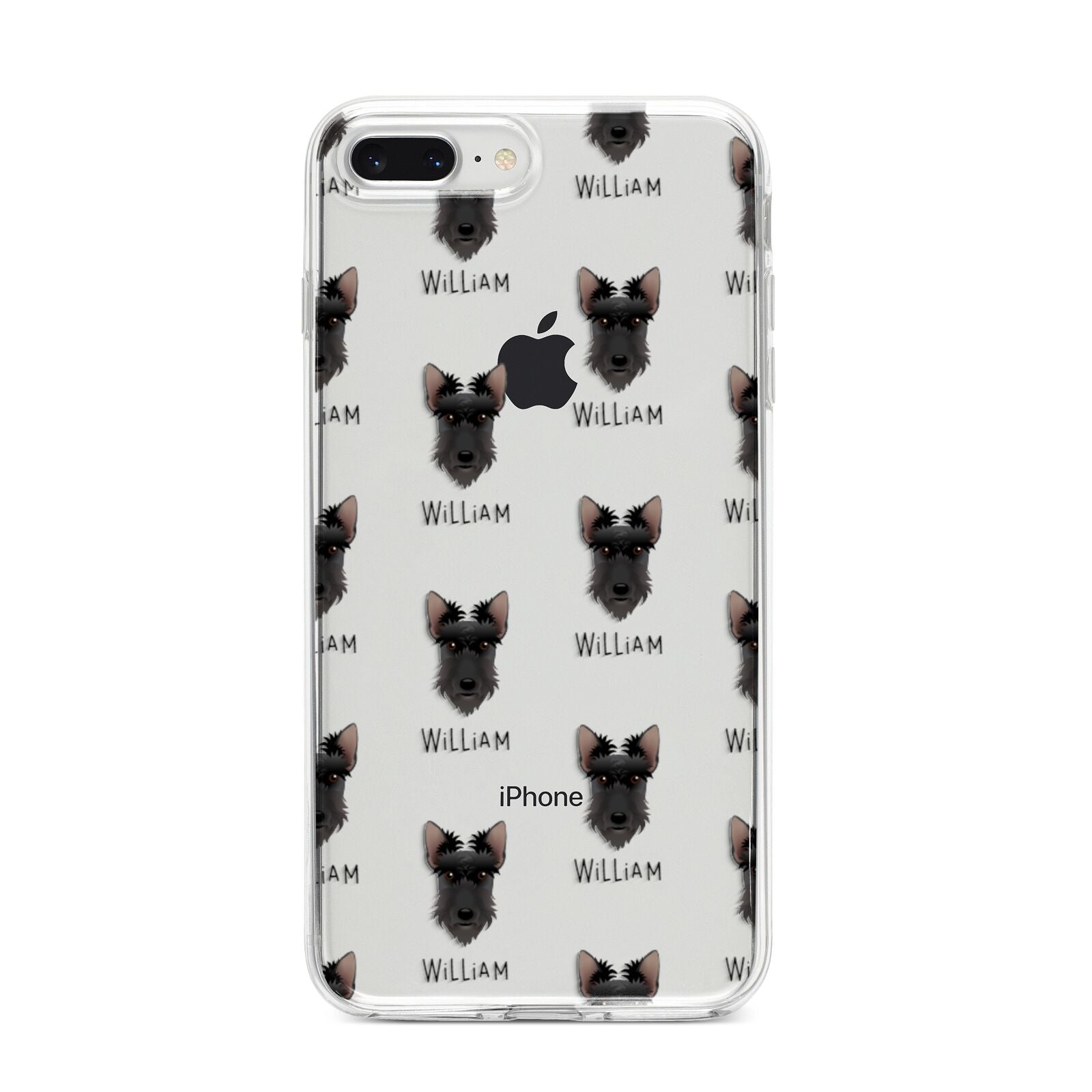 Scottish Terrier Icon with Name iPhone 8 Plus Bumper Case on Silver iPhone