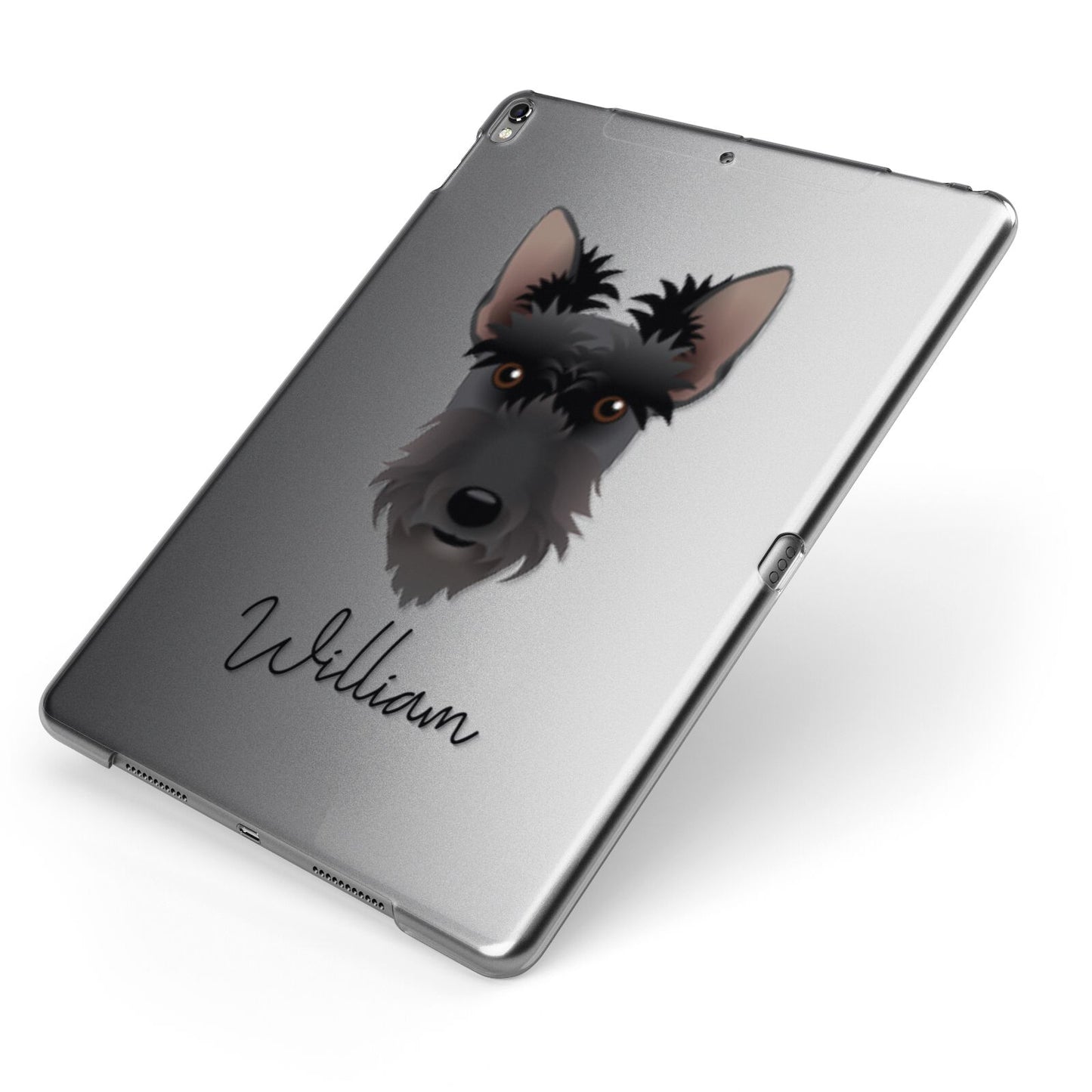 Scottish Terrier Personalised Apple iPad Case on Grey iPad Side View