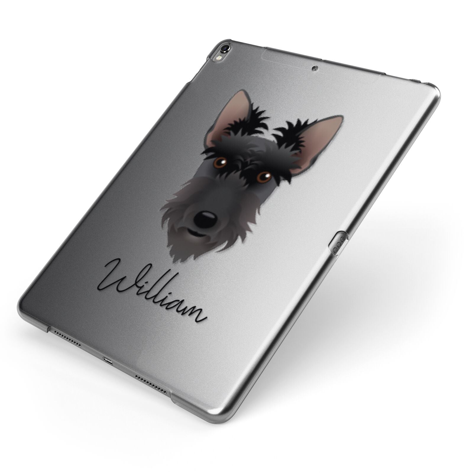 Scottish Terrier Personalised Apple iPad Case on Grey iPad Side View