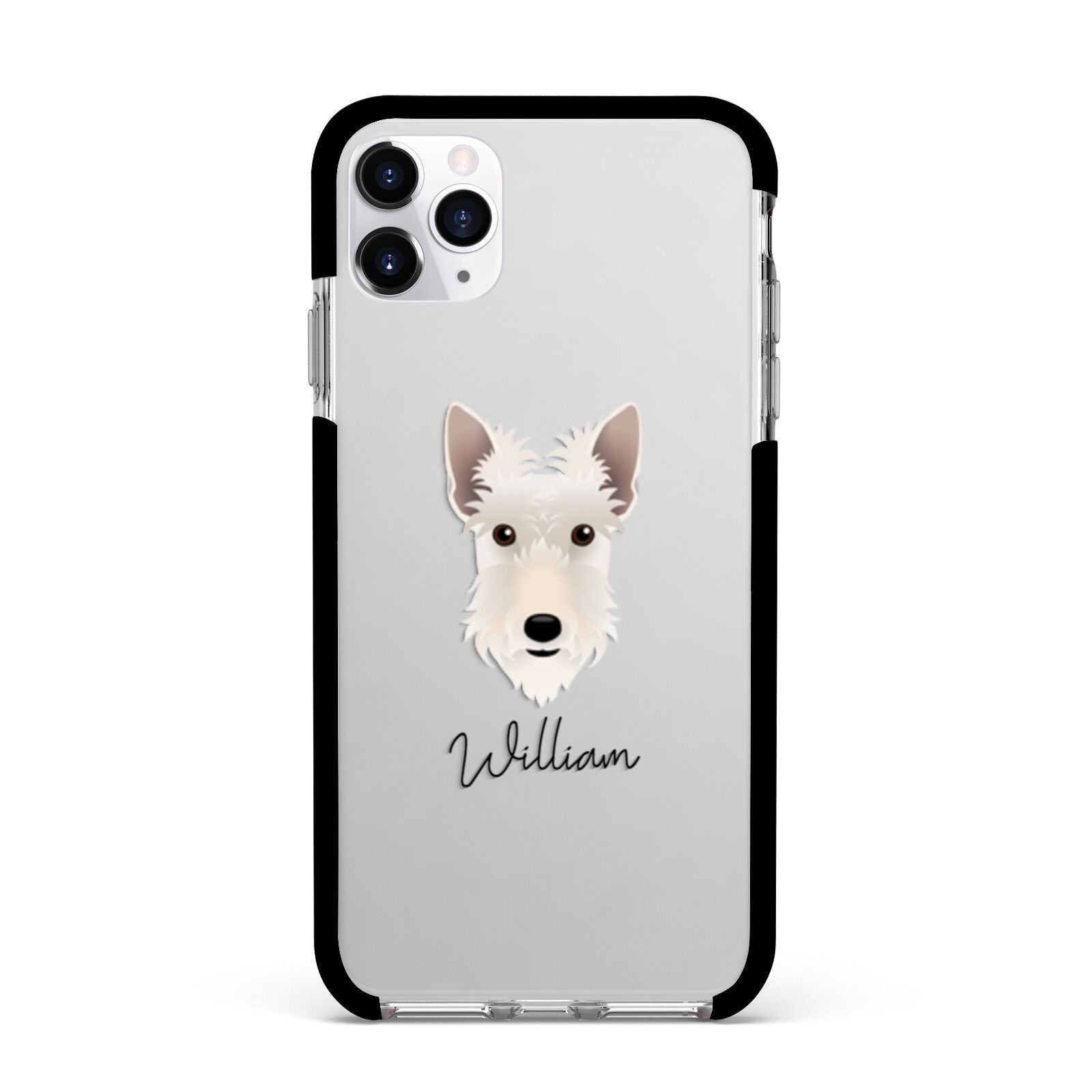 Scottish Terrier Personalised Apple iPhone 11 Pro Max in Silver with Black Impact Case