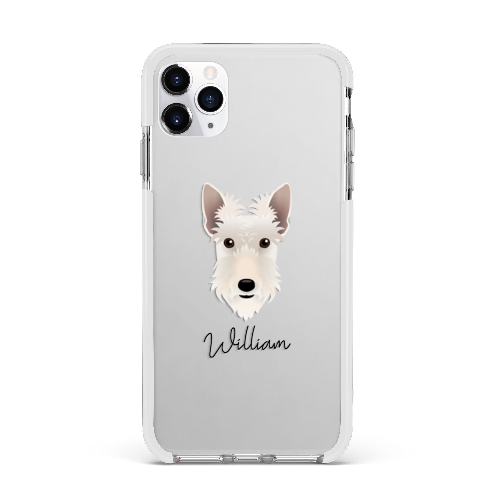 Scottish Terrier Personalised Apple iPhone 11 Pro Max in Silver with White Impact Case