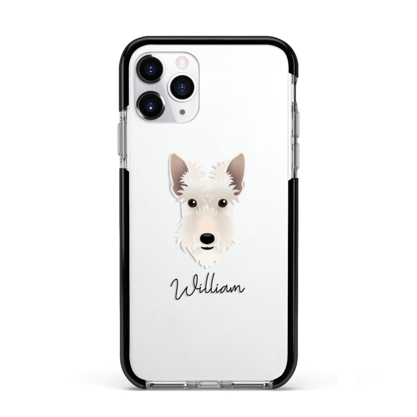 Scottish Terrier Personalised Apple iPhone 11 Pro in Silver with Black Impact Case