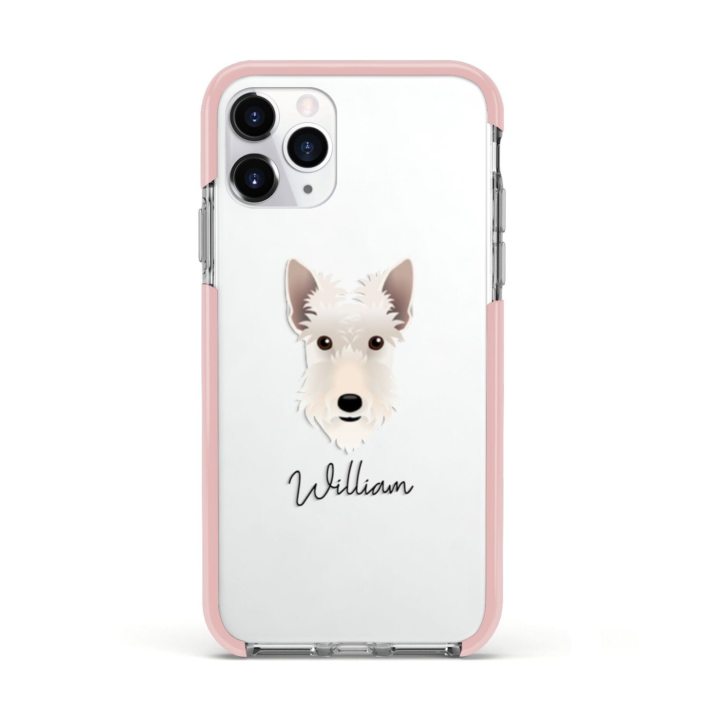 Scottish Terrier Personalised Apple iPhone 11 Pro in Silver with Pink Impact Case