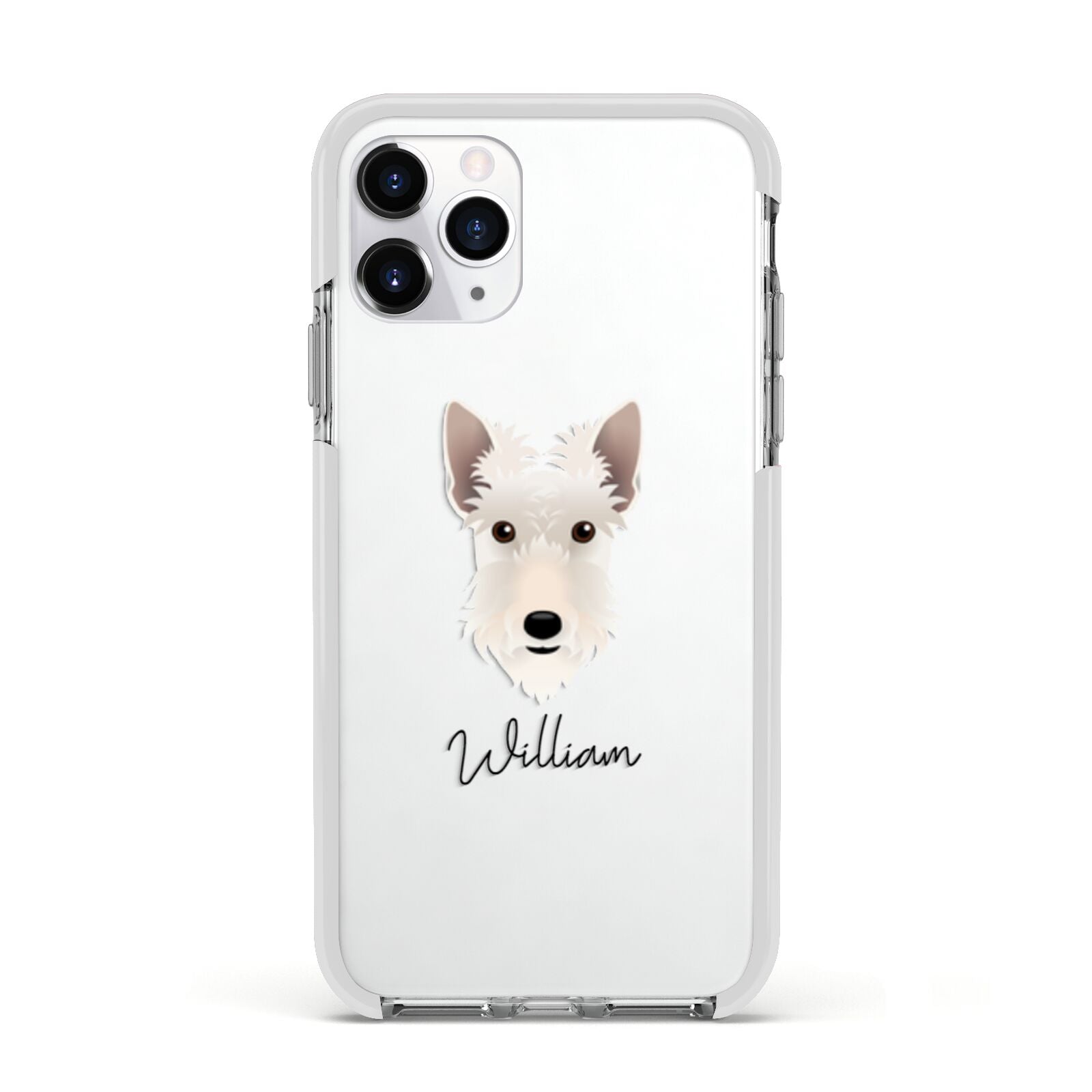 Scottish Terrier Personalised Apple iPhone 11 Pro in Silver with White Impact Case