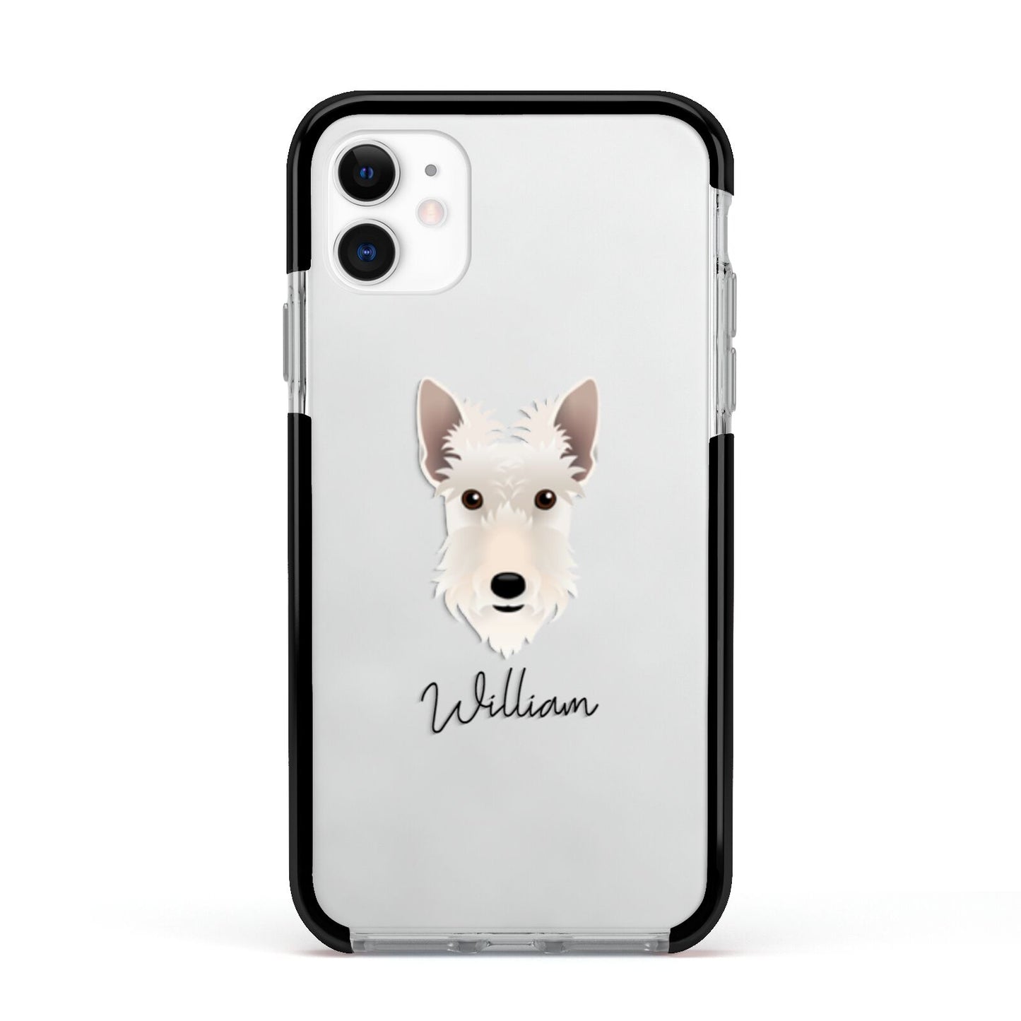 Scottish Terrier Personalised Apple iPhone 11 in White with Black Impact Case