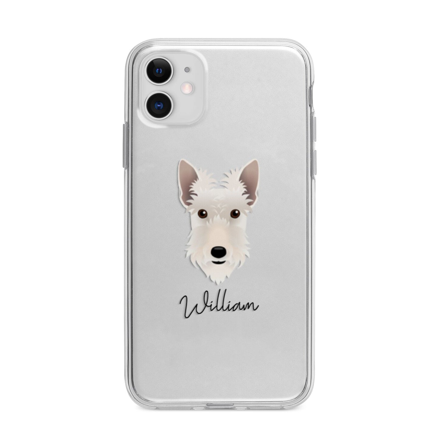 Scottish Terrier Personalised Apple iPhone 11 in White with Bumper Case