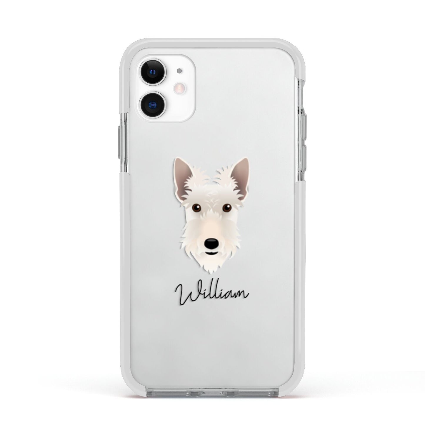 Scottish Terrier Personalised Apple iPhone 11 in White with White Impact Case