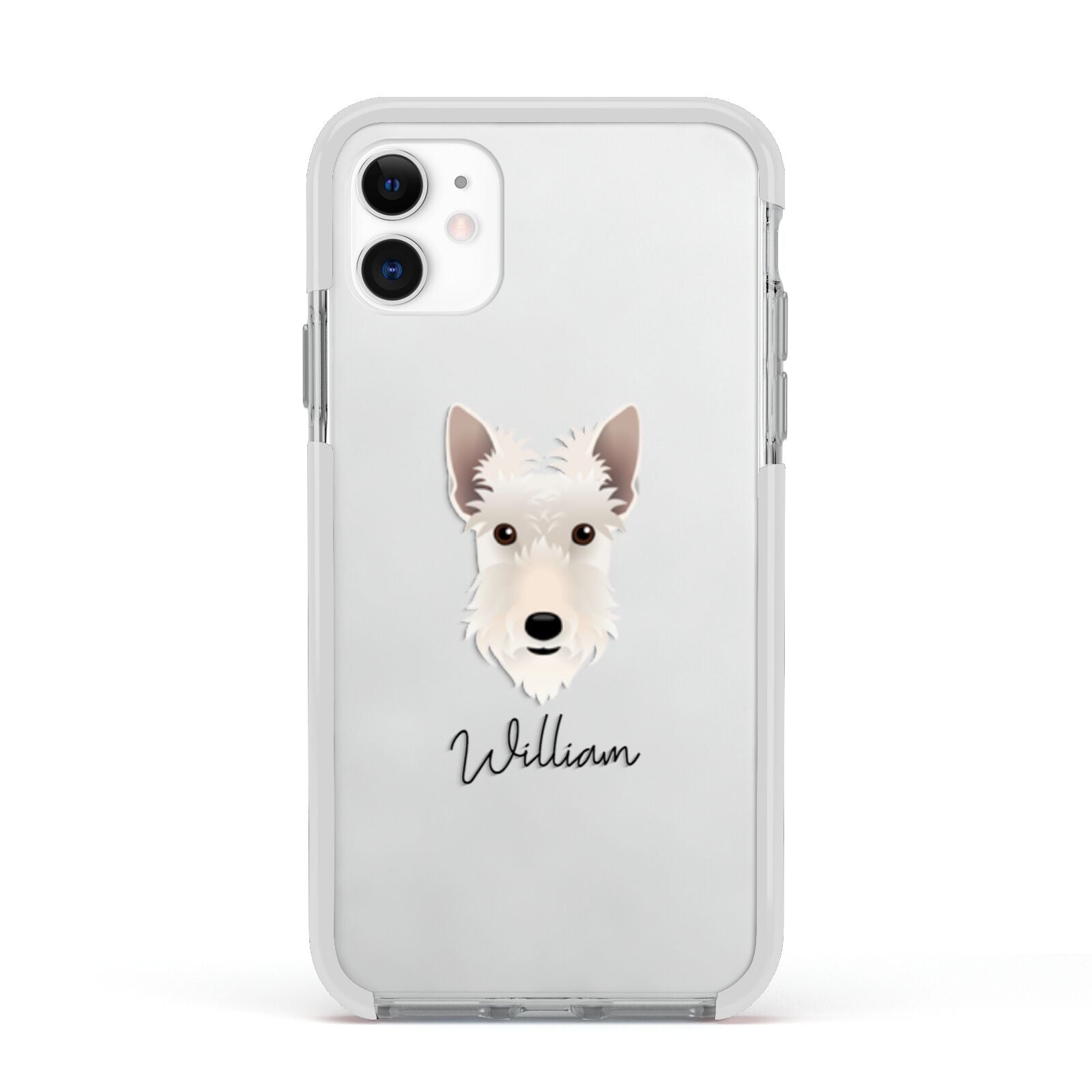 Scottish Terrier Personalised Apple iPhone 11 in White with White Impact Case