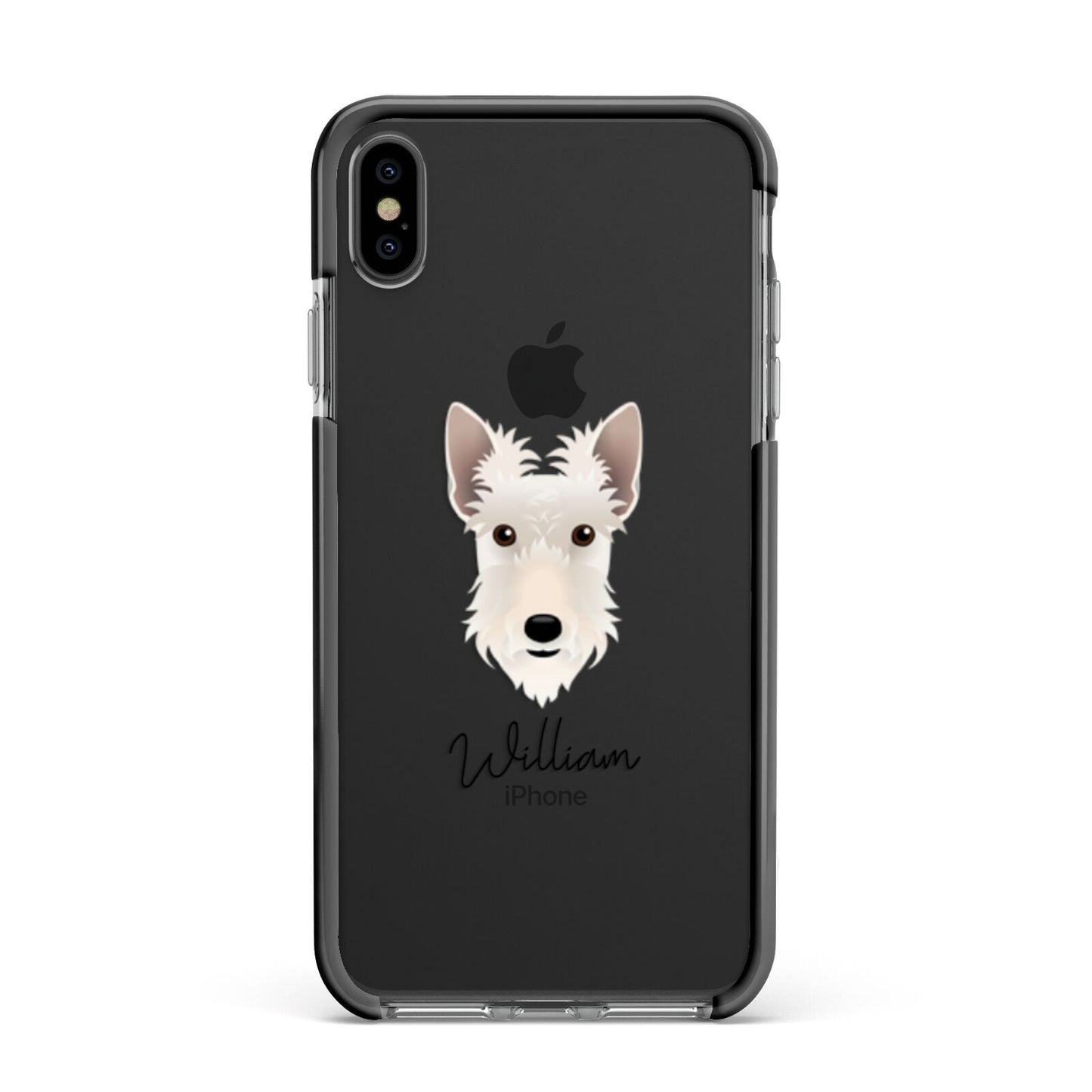 Scottish Terrier Personalised Apple iPhone Xs Max Impact Case Black Edge on Black Phone