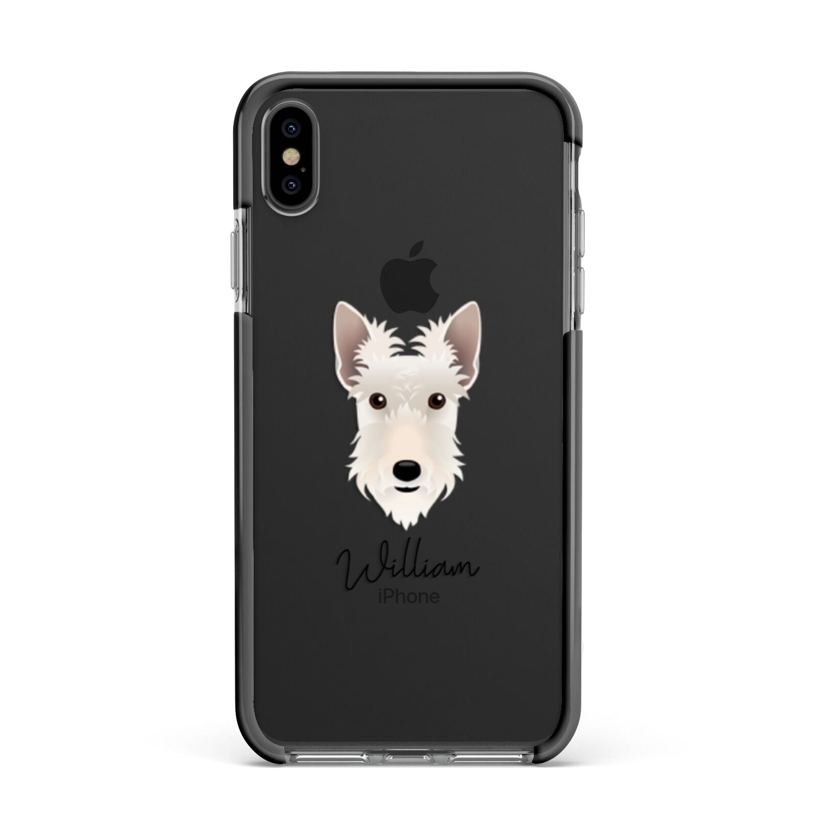 Scottish Terrier Personalised Apple iPhone Xs Max Impact Case Black Edge on Black Phone