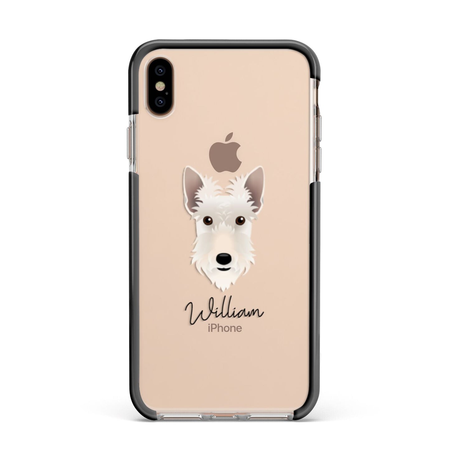 Scottish Terrier Personalised Apple iPhone Xs Max Impact Case Black Edge on Gold Phone