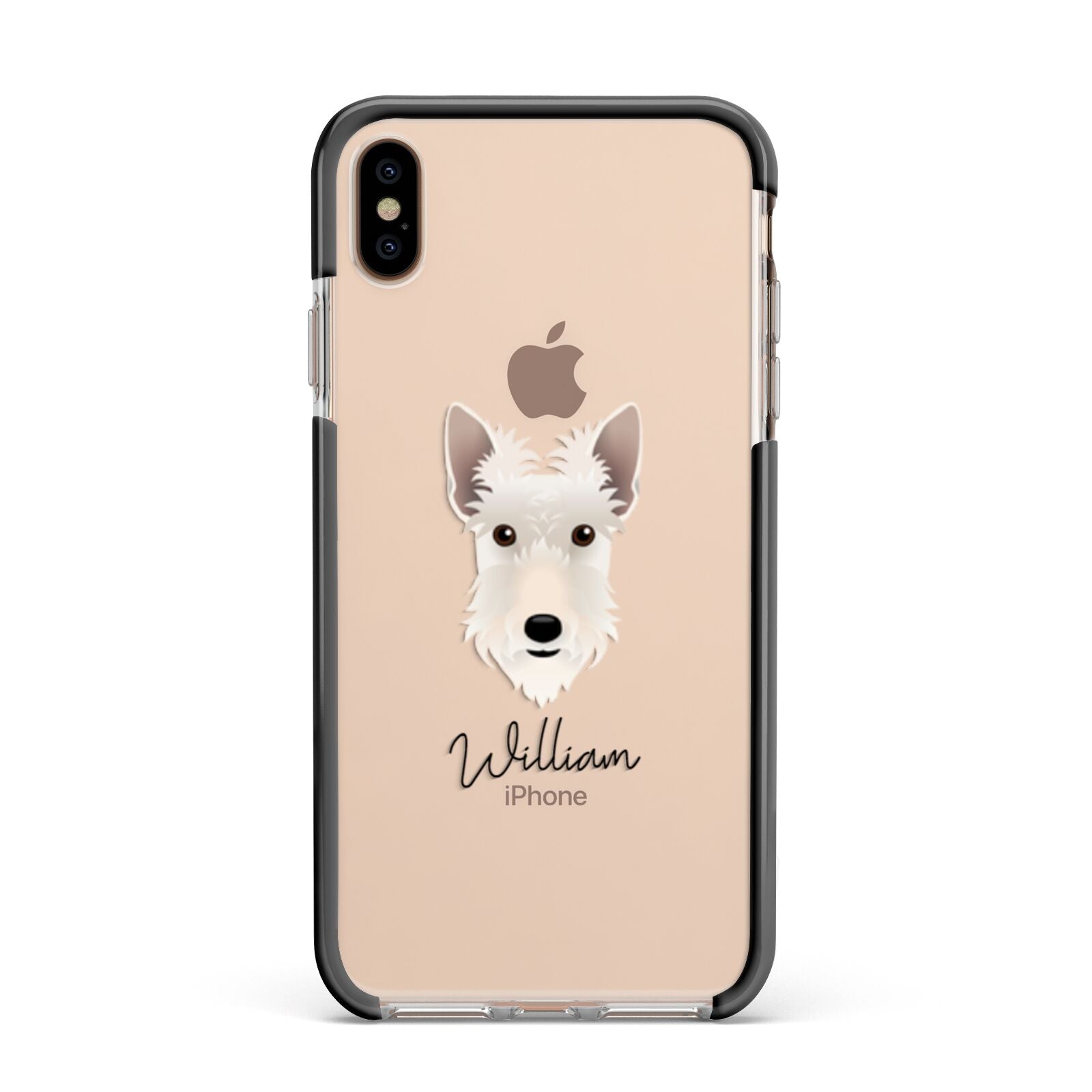 Scottish Terrier Personalised Apple iPhone Xs Max Impact Case Black Edge on Gold Phone