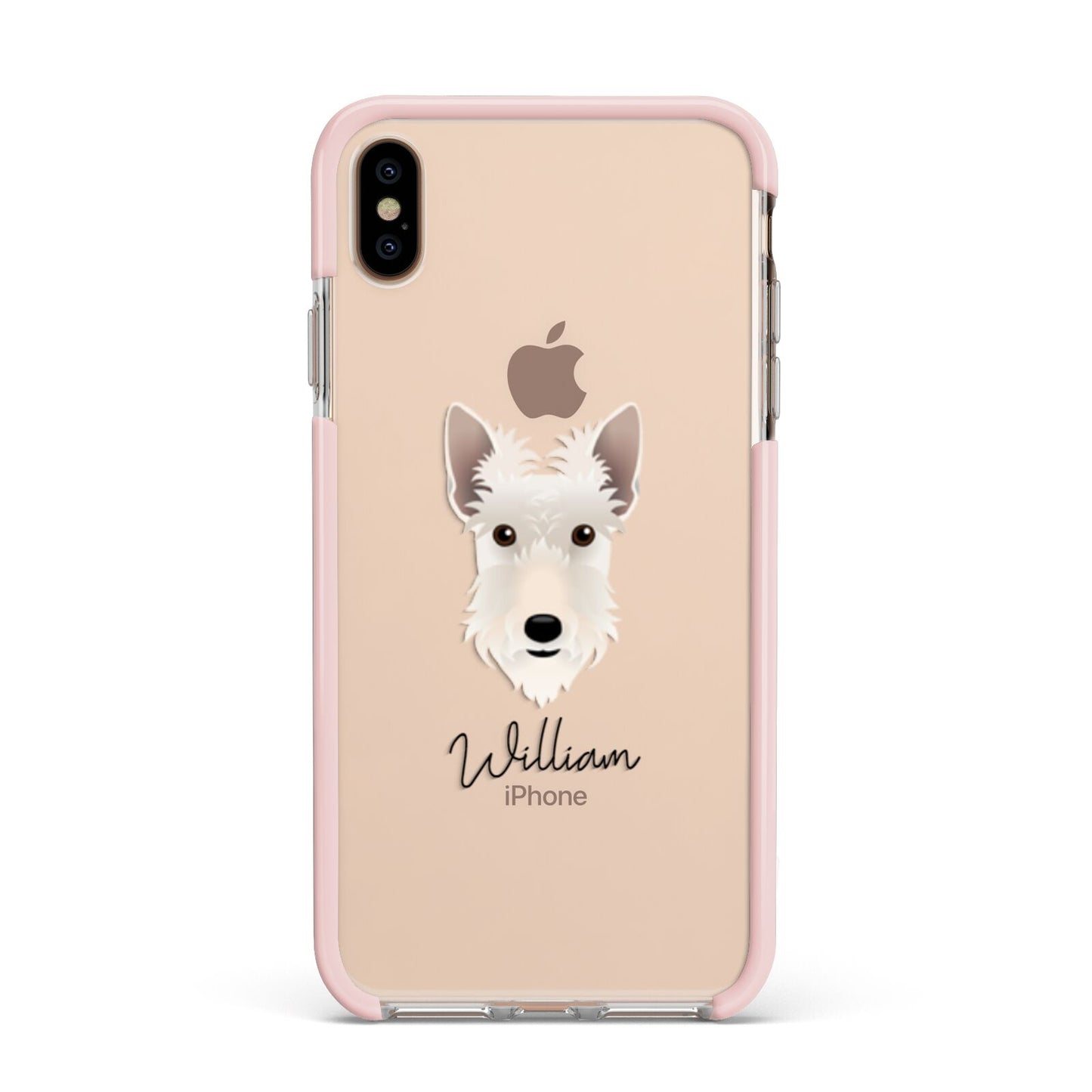 Scottish Terrier Personalised Apple iPhone Xs Max Impact Case Pink Edge on Gold Phone